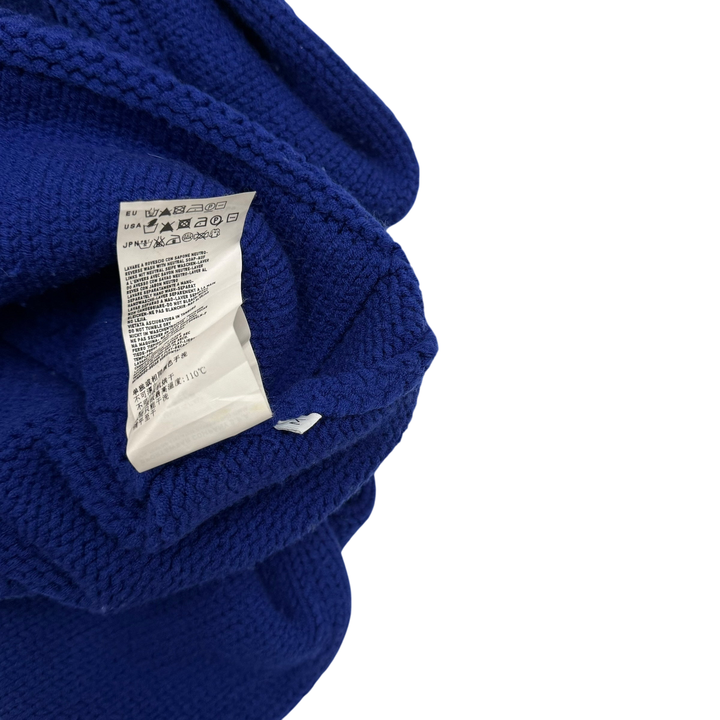 Stone Island AW12 Wool Blend Heavy Knit Zip-Up Sweatshirt Royal Blue (Size M)