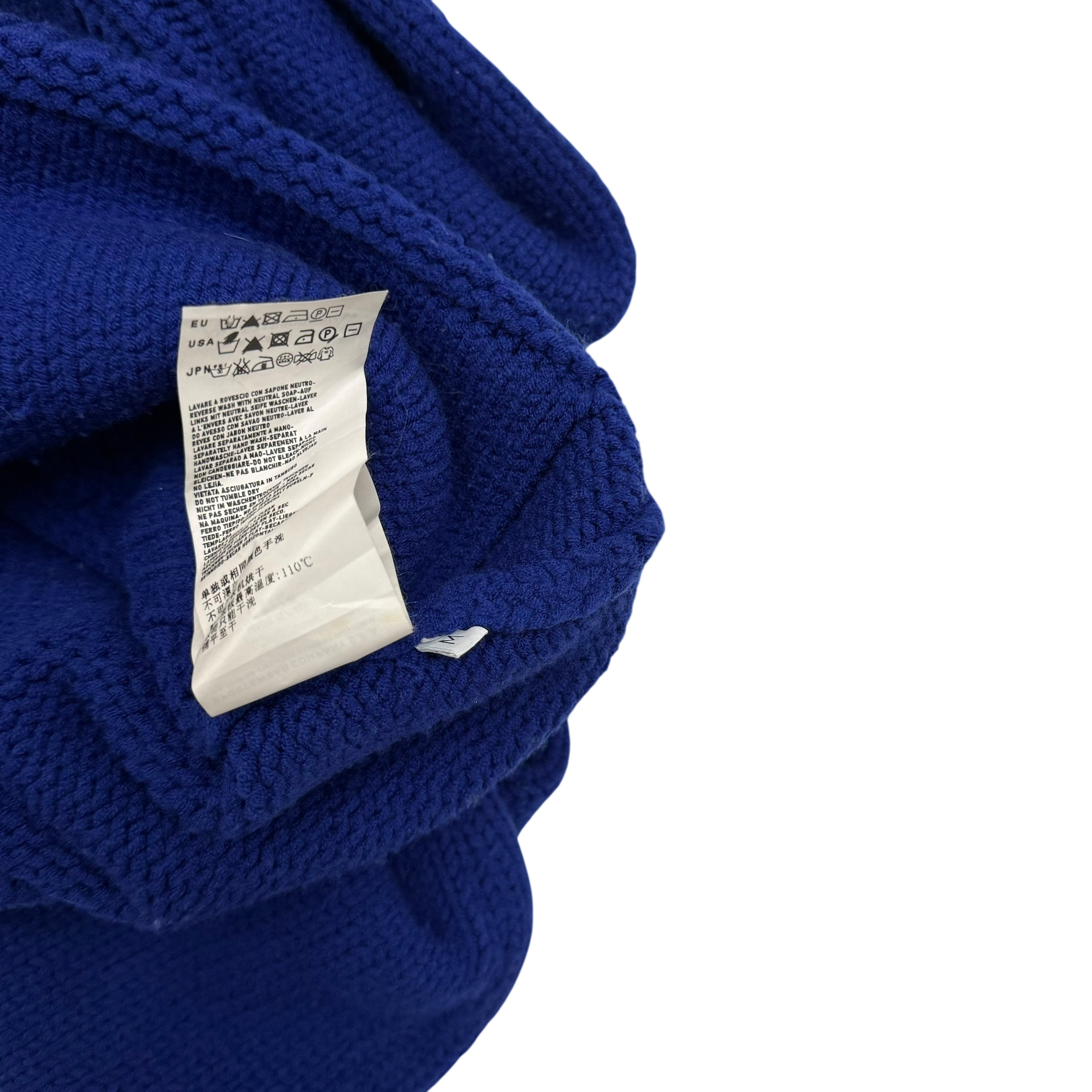 Stone Island AW12 Wool Blend Heavy Knit Zip-Up Sweatshirt Royal Blue (Size M)