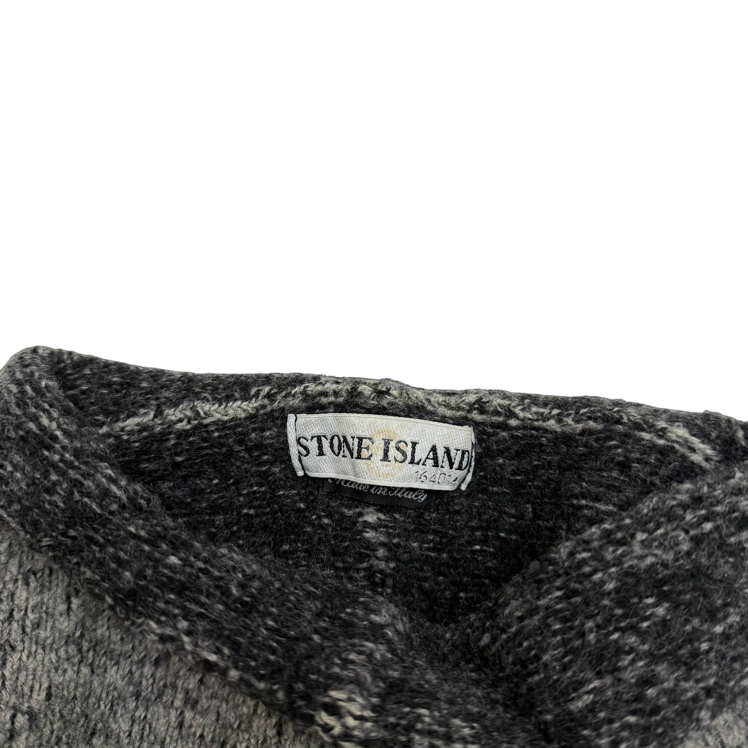 Stone Island AW 2000 Cropped Pure Wool Knit Sweatshirt Grey (fits M-XL womens)