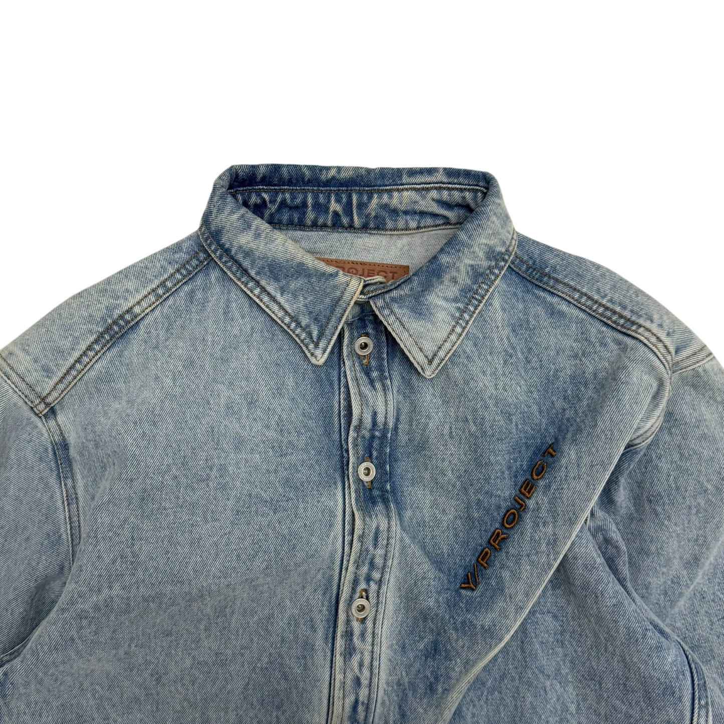 Y/Project 22AW Pinched Logo Oversized Denim Shirt (Fits up to size L)