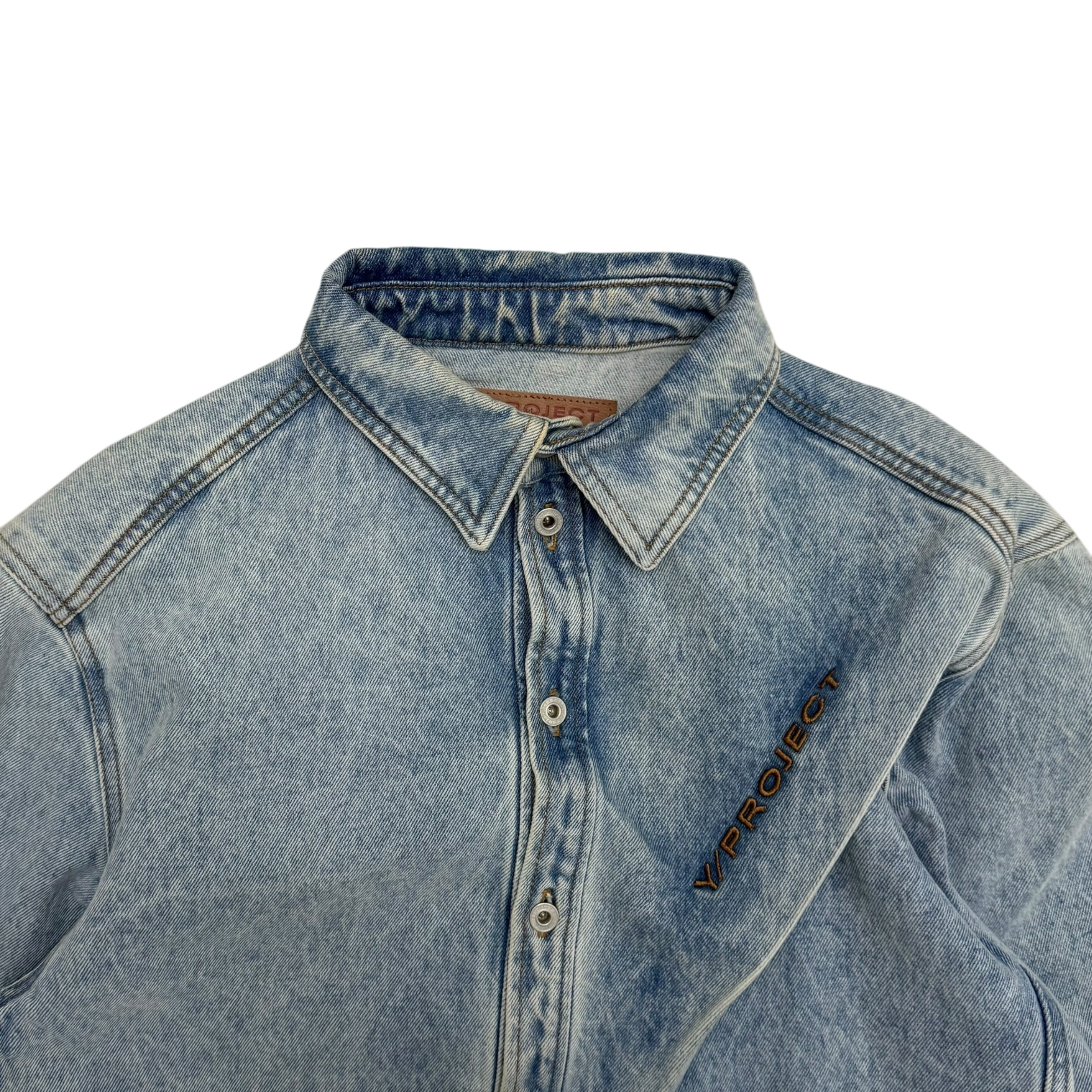 Y/Project 22AW Pinched Logo Oversized Denim Shirt (Fits up to size L)