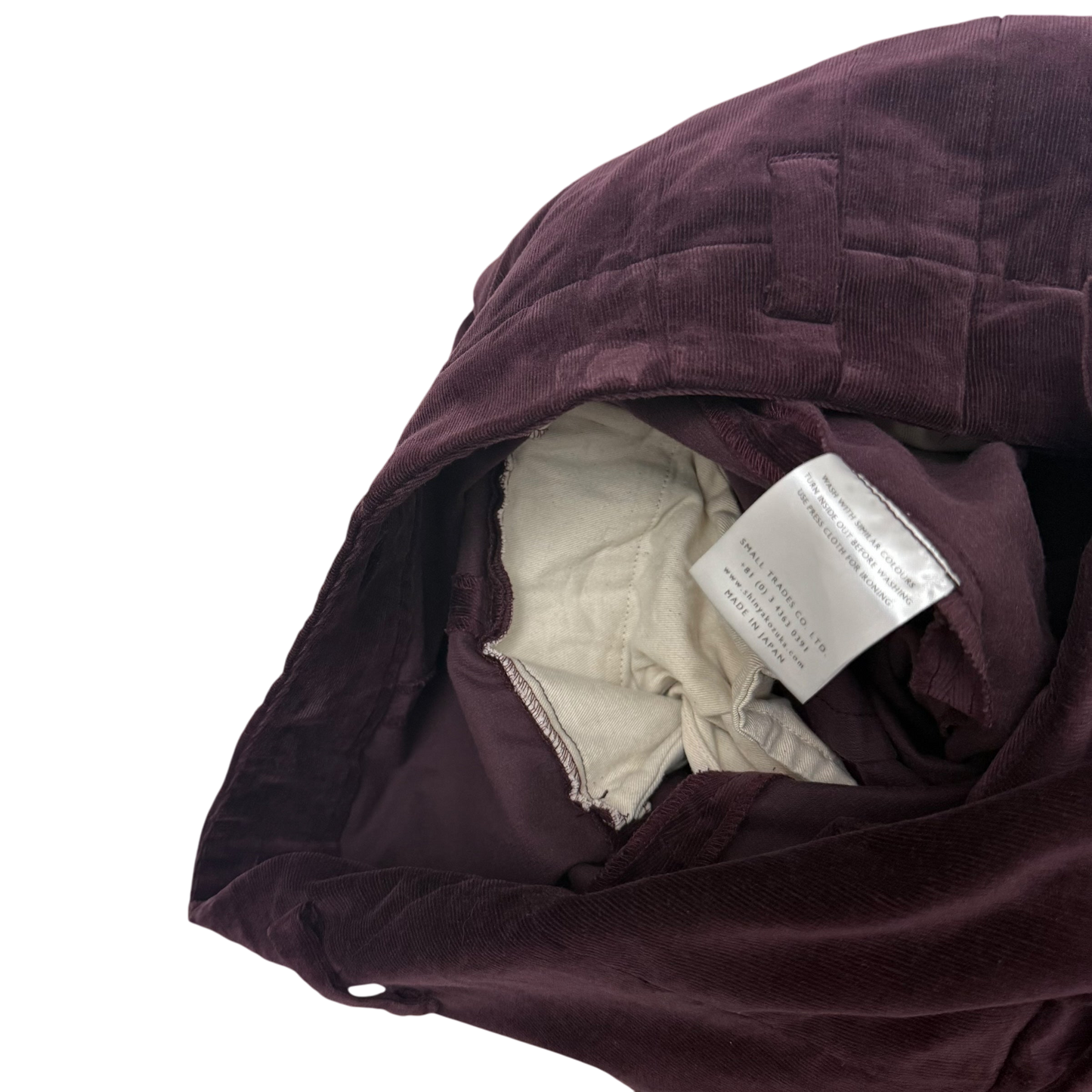 Shinya Kozuka Baggy Pleated Corduroy Pants Burgundy (Size M)