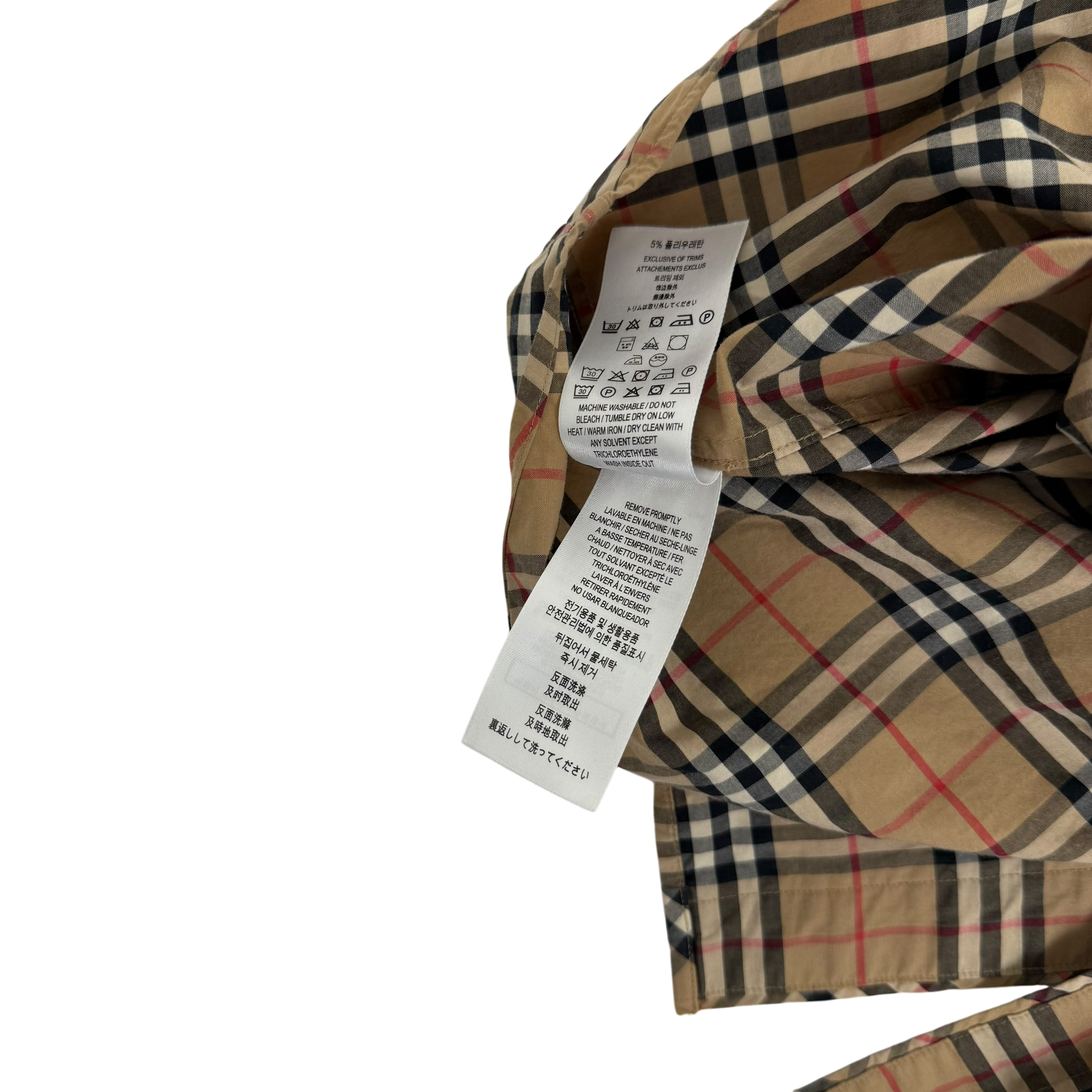 Burberry Nova Check Small Scale Stretch Cotton Shirt Beige (Size L)