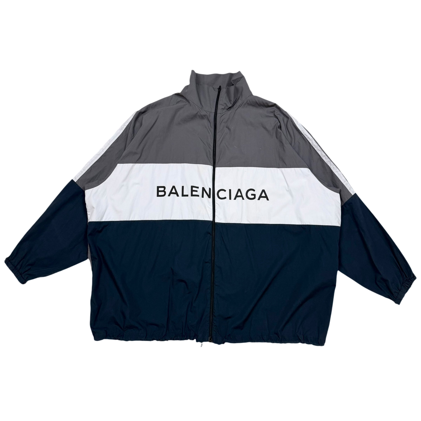 Balenciaga SS18 Logo Colour Block Track Jacket White/Navy/Grey (Fits L-XXL)