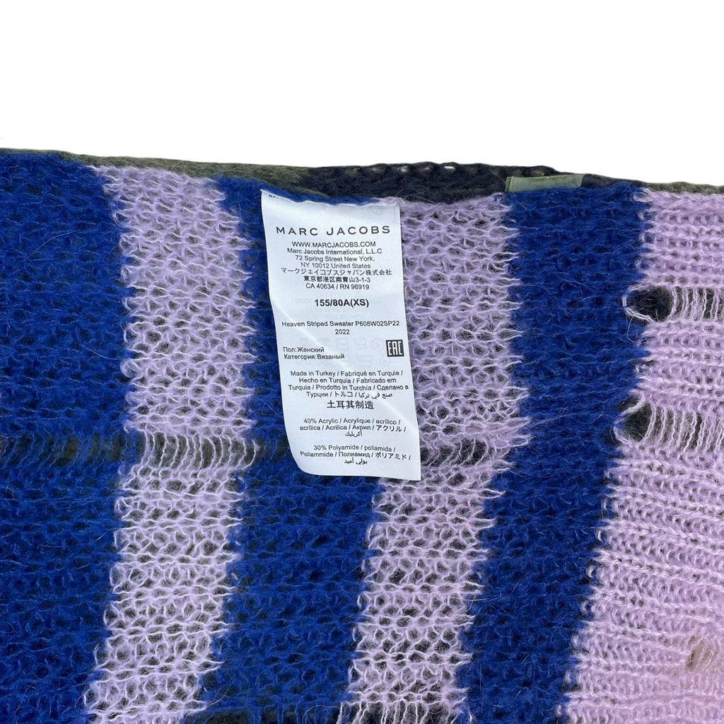 Heaven By Marc Jacobs SS22 Distressed Mohaie-Blend Open Knit Crewneck Multi (Size XS)