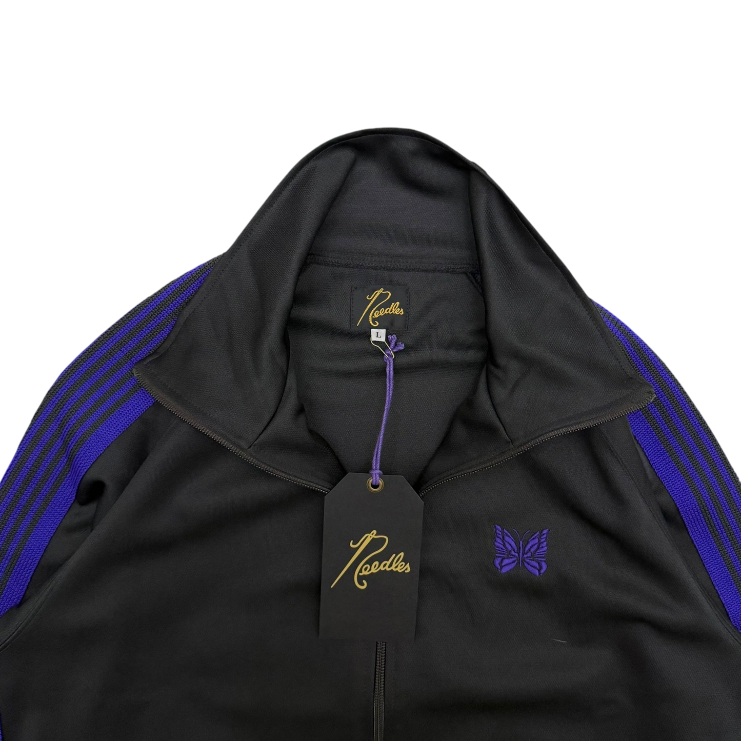 Needles Poly Smooth Track Jacket Black / Purple (Size L)