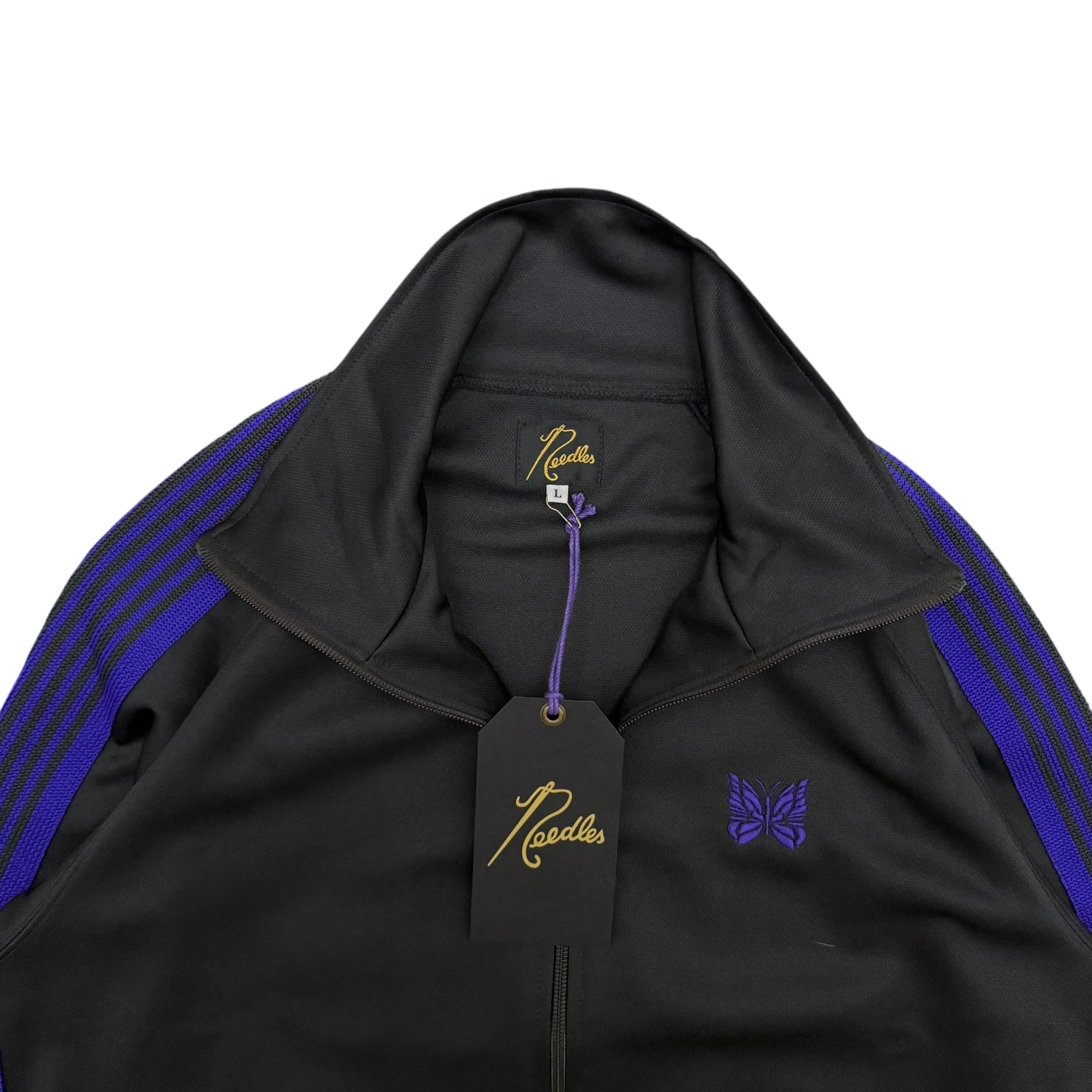 Needles Poly Smooth Track Jacket Black / Purple (Size L)