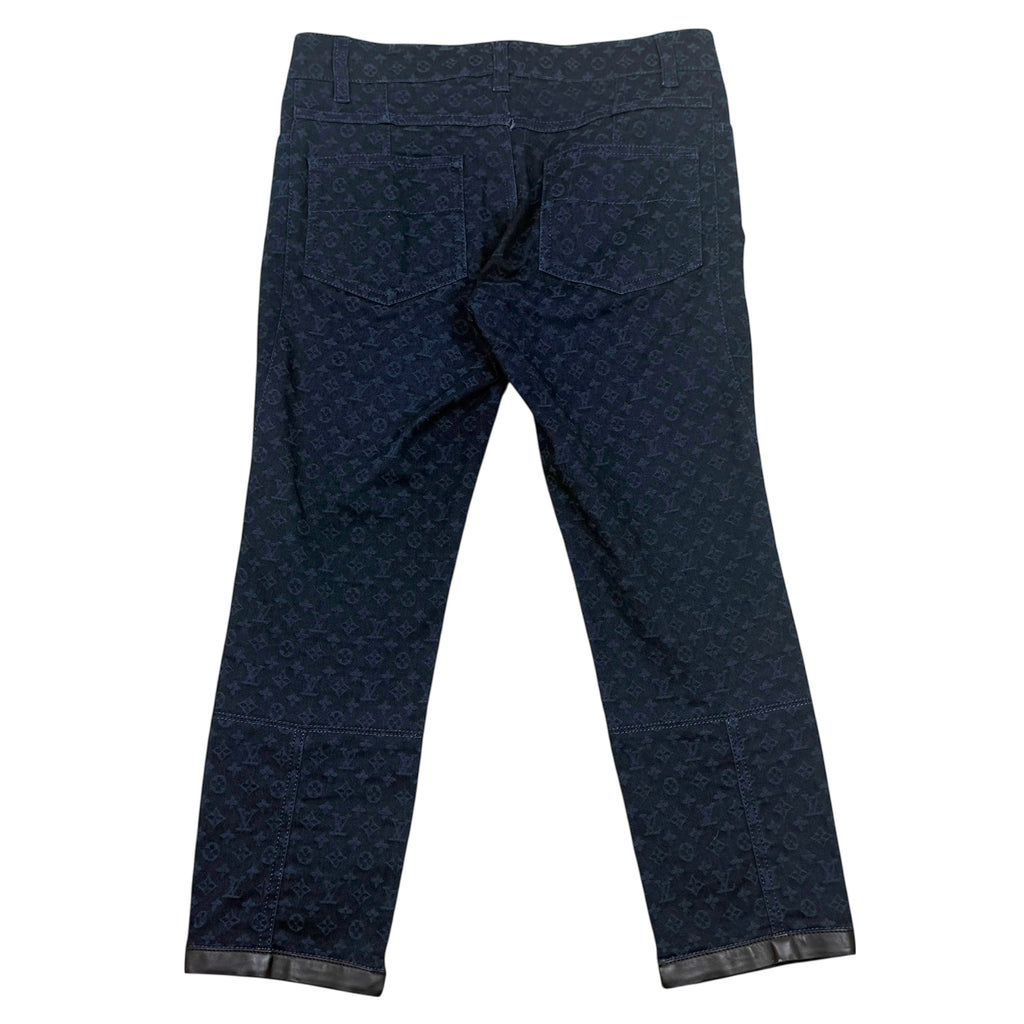 Louis Vuitton Monogram Lambskin Trim Capri Denim Pants Navy (Size 36)