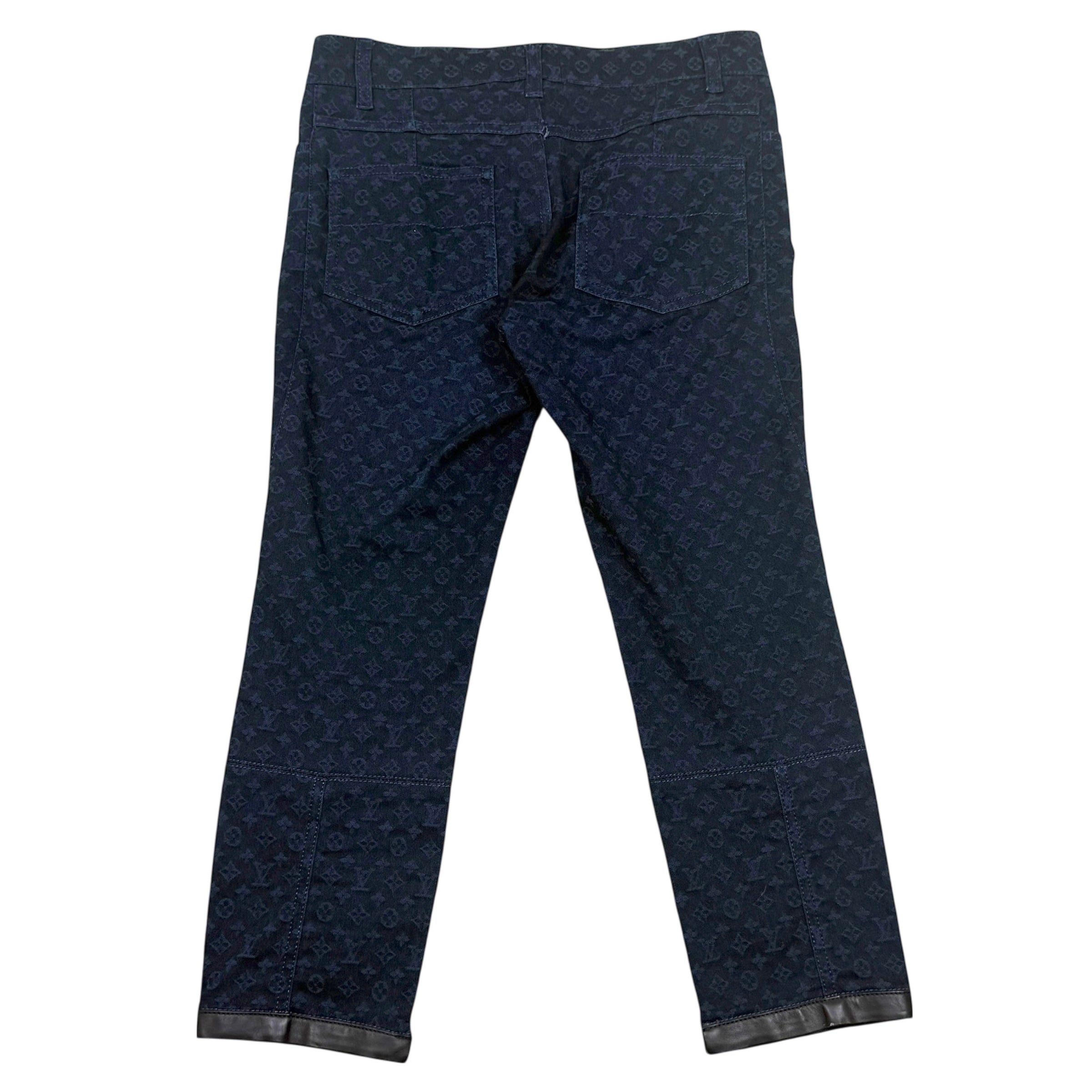 Louis Vuitton Monogram Lambskin Trim Capri Denim Pants Navy (Size 36)