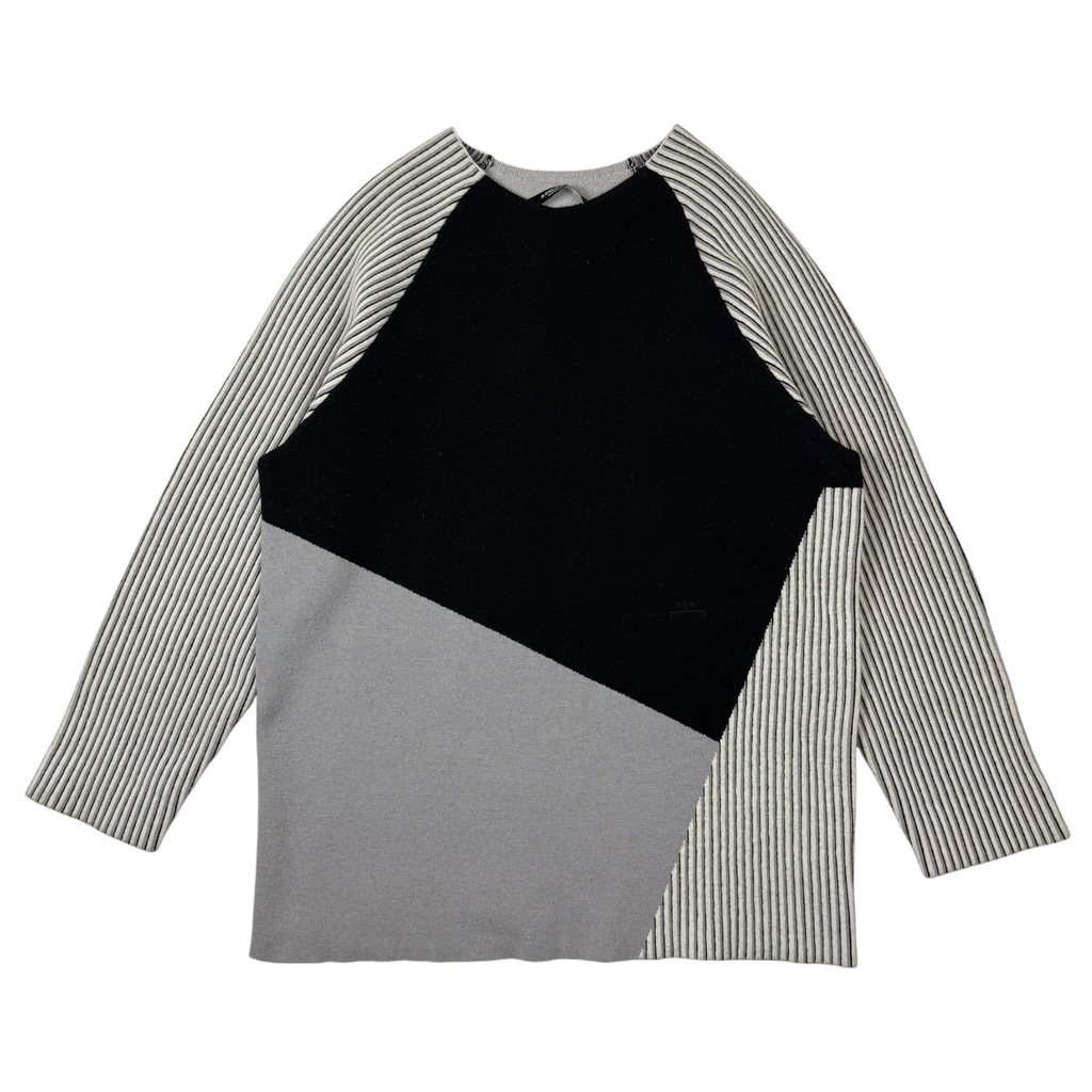 A-COLD-WALL* Block Oversized Heavyweight Wool Blend Knit Sweatshirt Grey / Black (Size M)