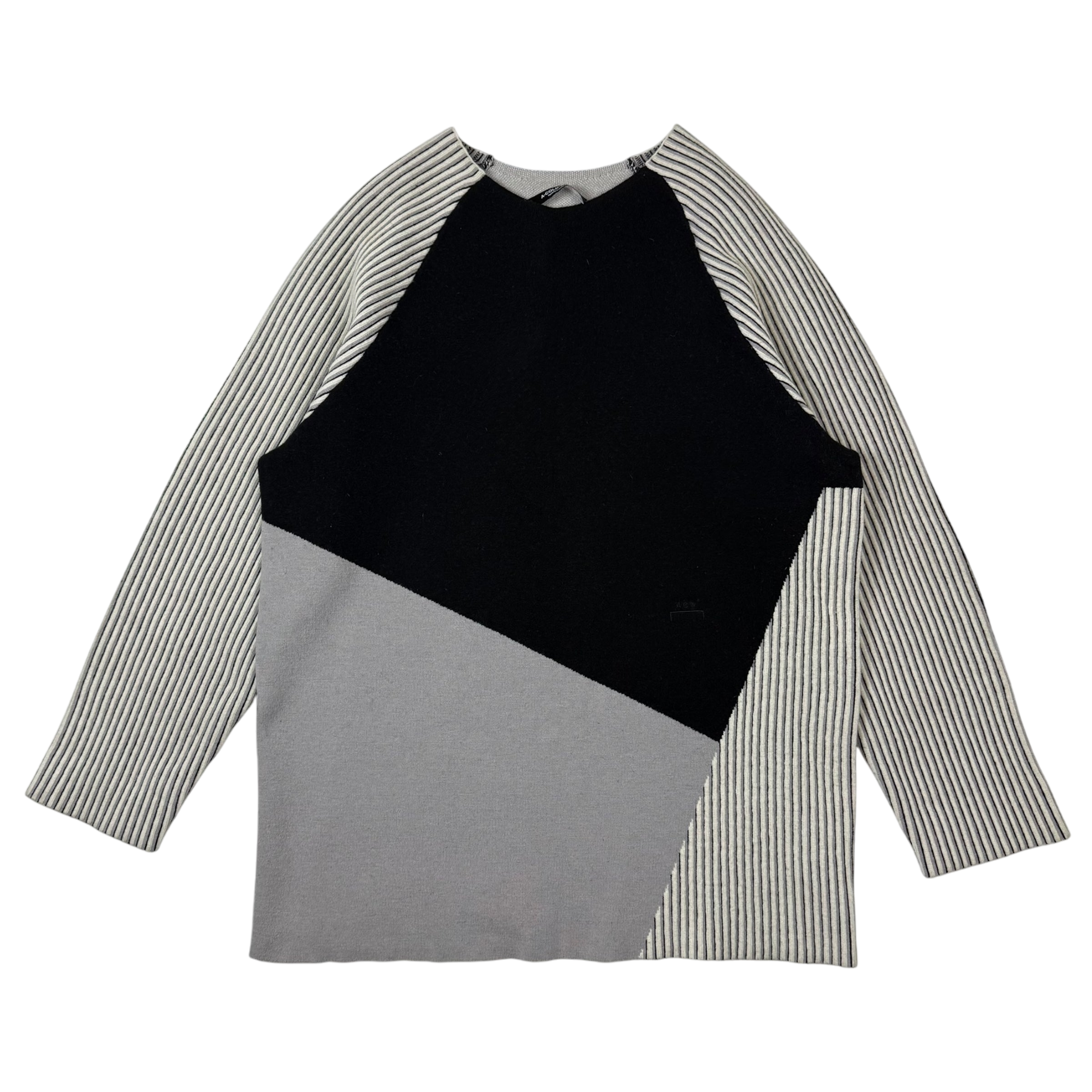 A-COLD-WALL* Block Oversized Heavyweight Wool Blend Knit Sweatshirt Grey / Black (Size M)