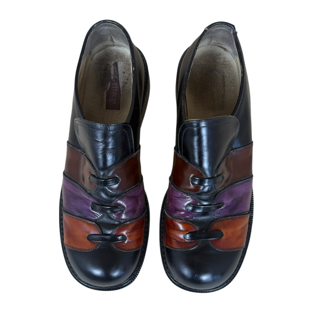 1970s Leather Patterned Loafers Black/Multi (EU45/US11-12)