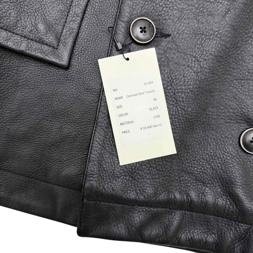 Nöte Contrast Over Trench Leather Jacket Black (Fits M-XL)