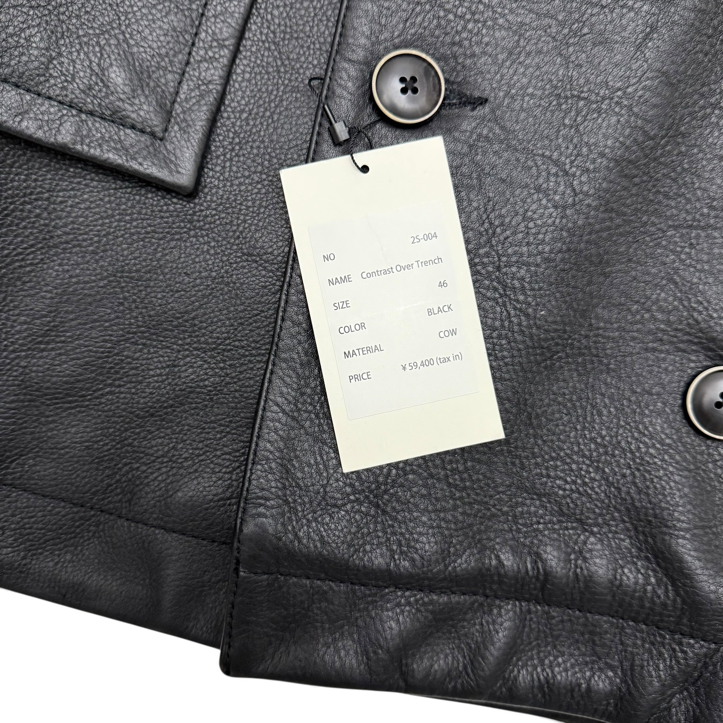 Nöte Contrast Over Trench Leather Jacket Black (Fits M-XL)