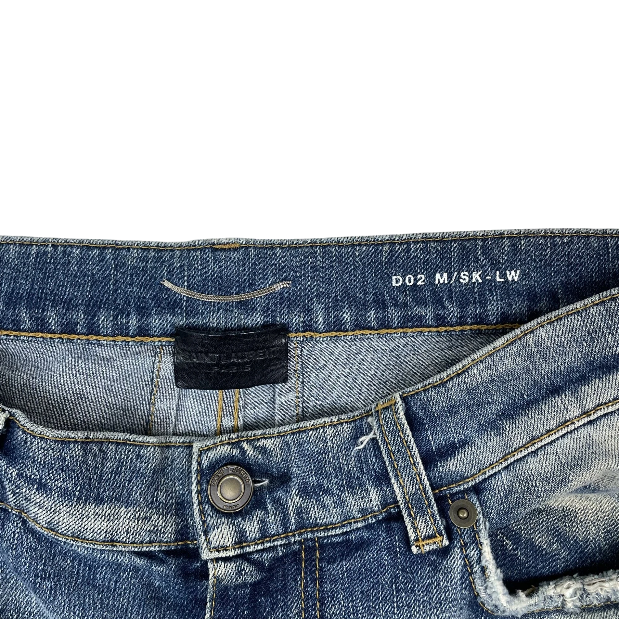 Saint Laurent SS17 ‘D02’ Patch Studded Denim Skinny Jeans (Size 32”)