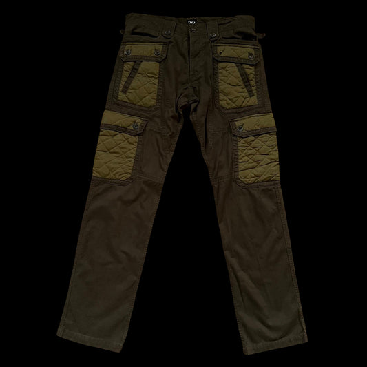 Vintage Dolce & Gabbana Heavy 8-Pocket Brown / Khaki Military Cargo Pants (Fits 32/34")