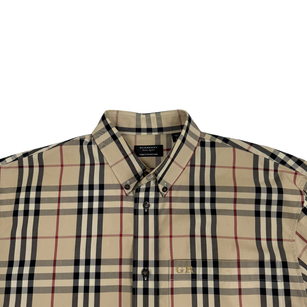 Burberry X Gosha Rubchinsky Nova Check Heavy Cotton Plaid Shirt Beige (Fits L-XL)