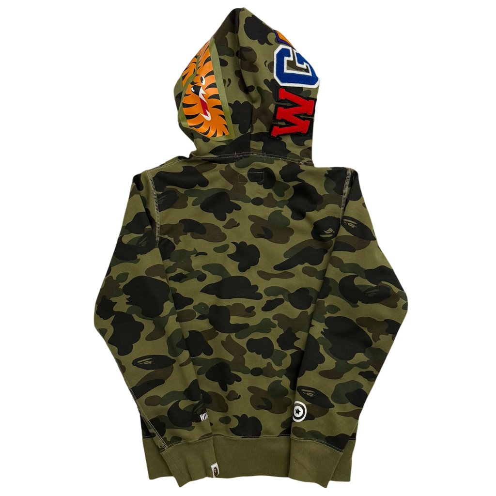 BAPE (A Bathing Ape) 1st Camo Gore Windstopper Camo Shark Zip-Up Hoodie Green (Size S)