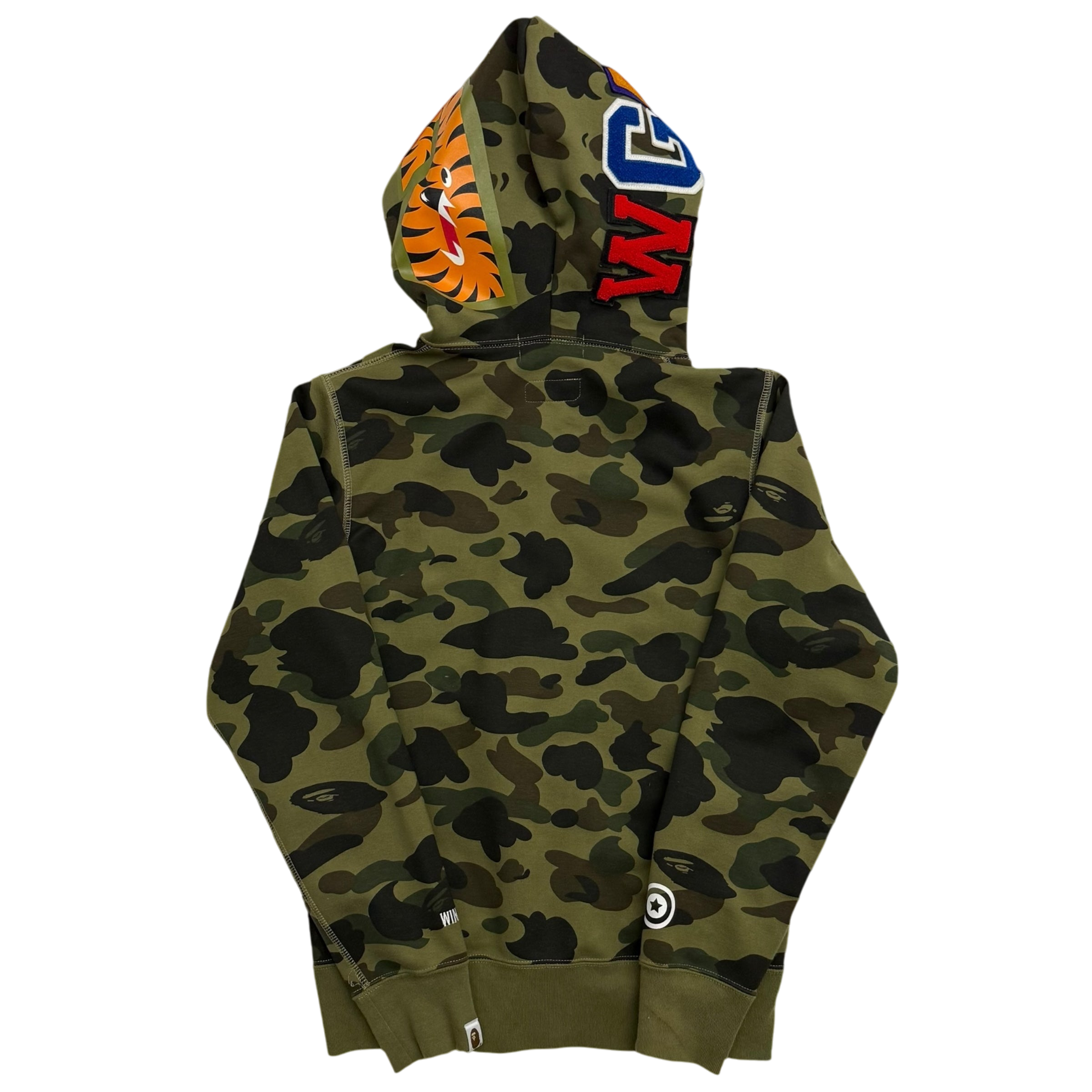 BAPE (A Bathing Ape) 1st Camo Gore Windstopper Camo Shark Zip-Up Hoodie Green (Size S)
