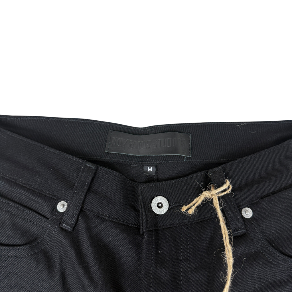 NO/FAITH STUDIOS Japanese Selvedge Ultra Loose Denim Jeans Black (Size M)