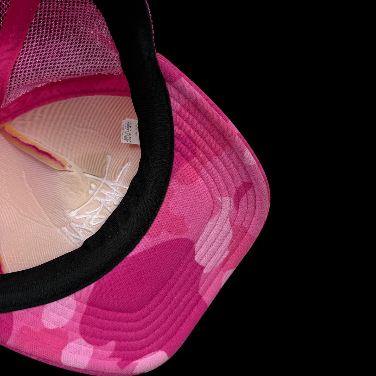 BAPE (A Bathing Ape) x Stussy Trucker Cap Camo Pink
