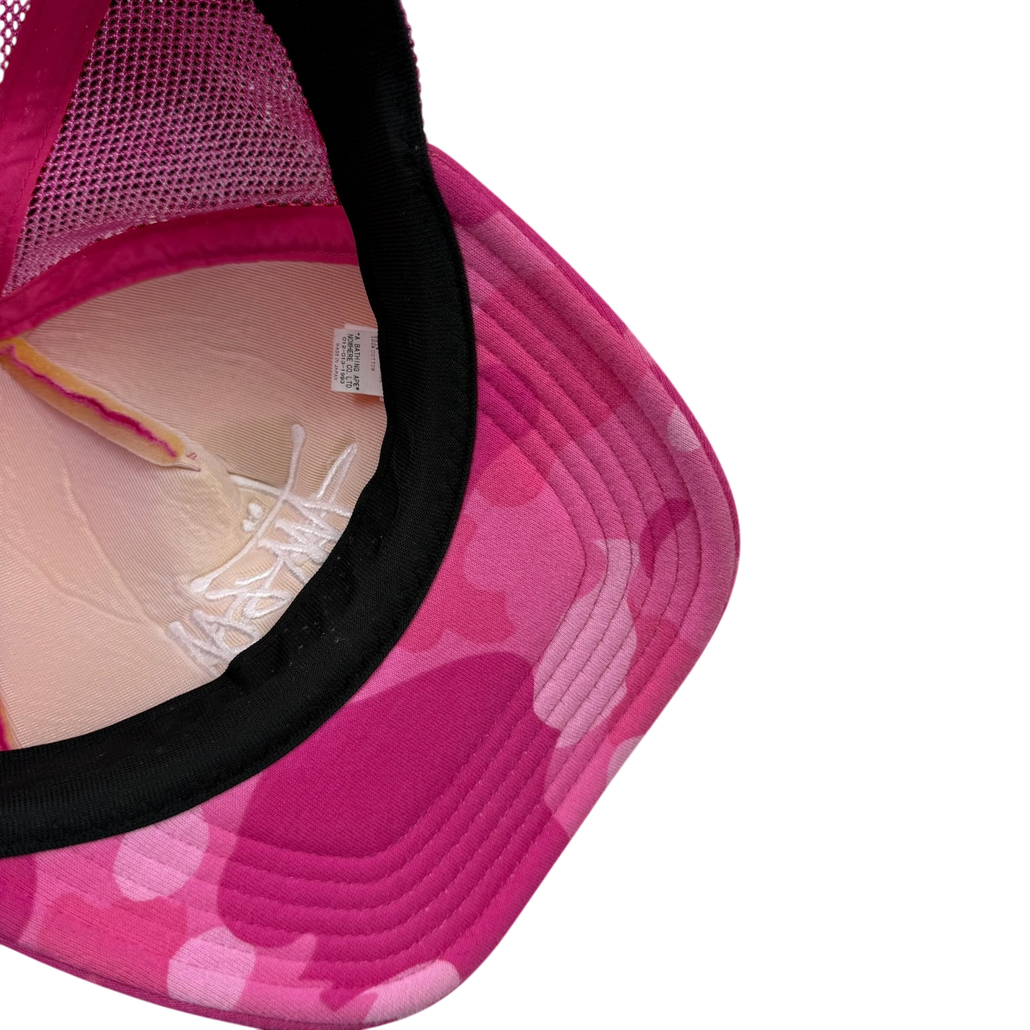 BAPE (A Bathing Ape) x Stussy Trucker Cap Camo Pink