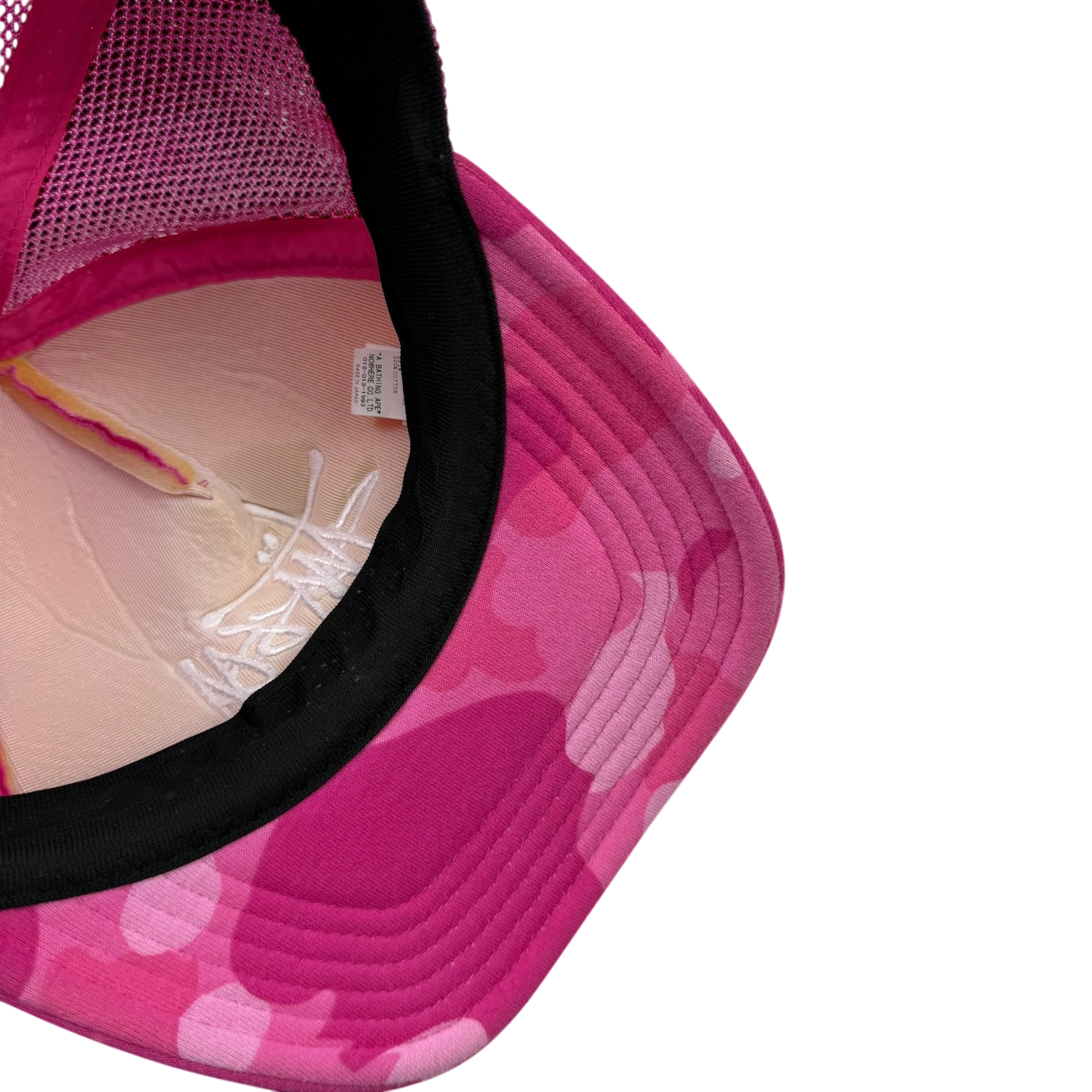 BAPE (A Bathing Ape) x Stussy Trucker Cap Camo Pink
