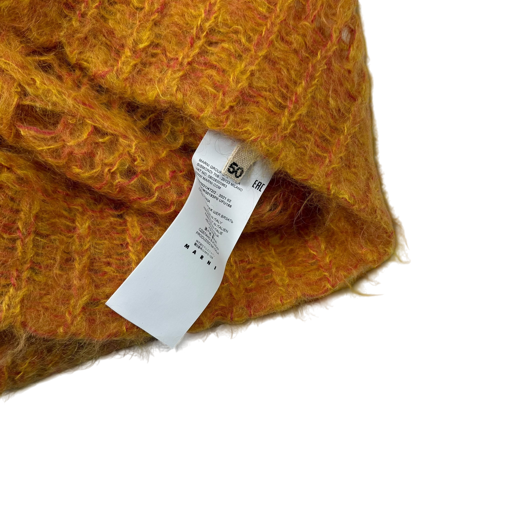 MARNI Latticed Open-Gauge Oversized Mohair-Blend Sweatshirt Orange (Size L)
