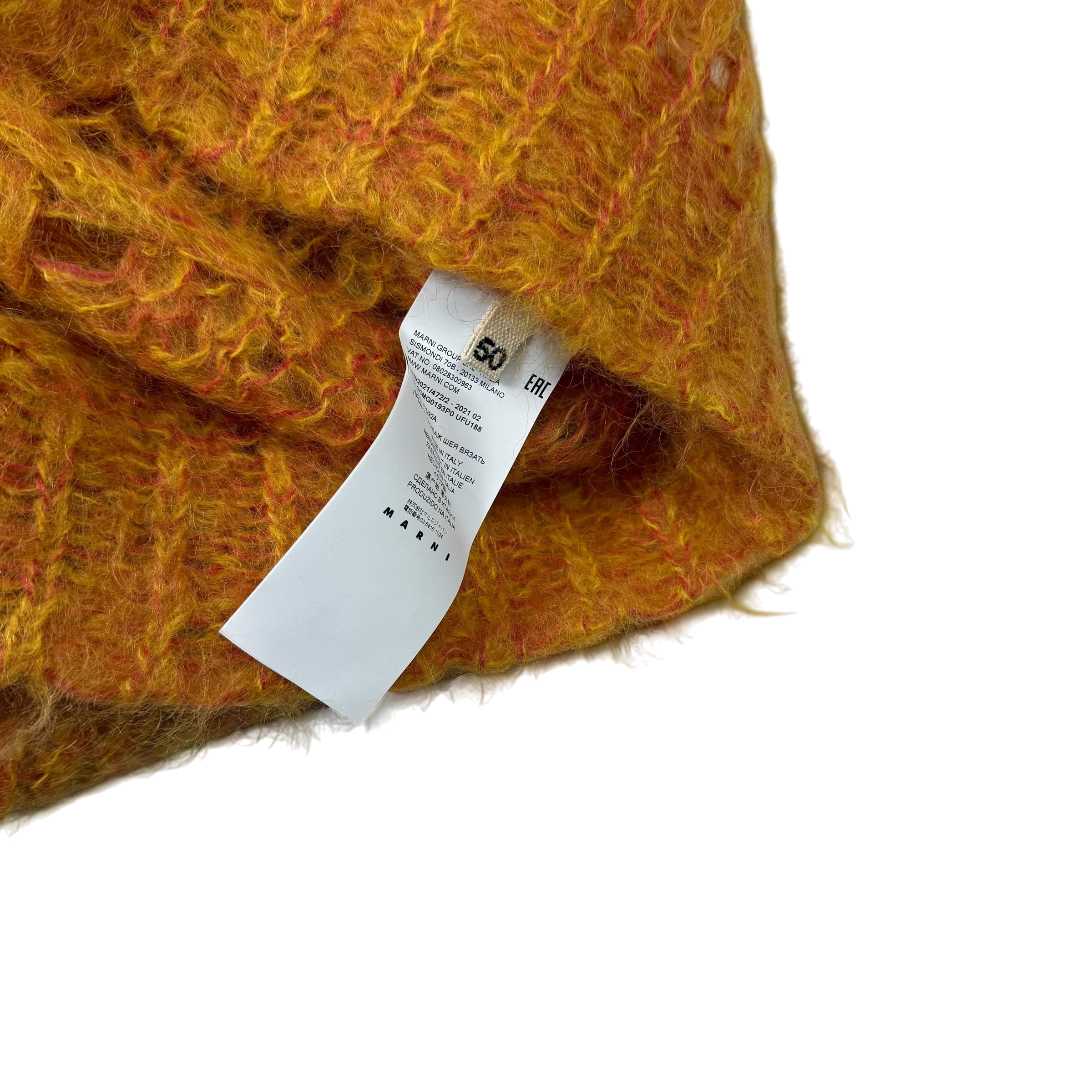 MARNI Latticed Open-Gauge Oversized Mohair-Blend Sweatshirt Orange (Size L)