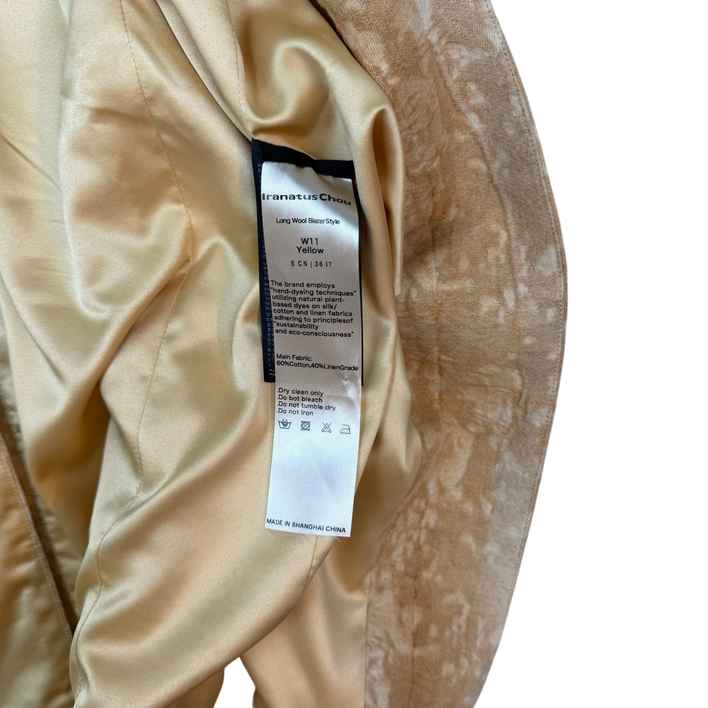 Iranatus Chou Linen Blend Coat Brown/White (Size 36)