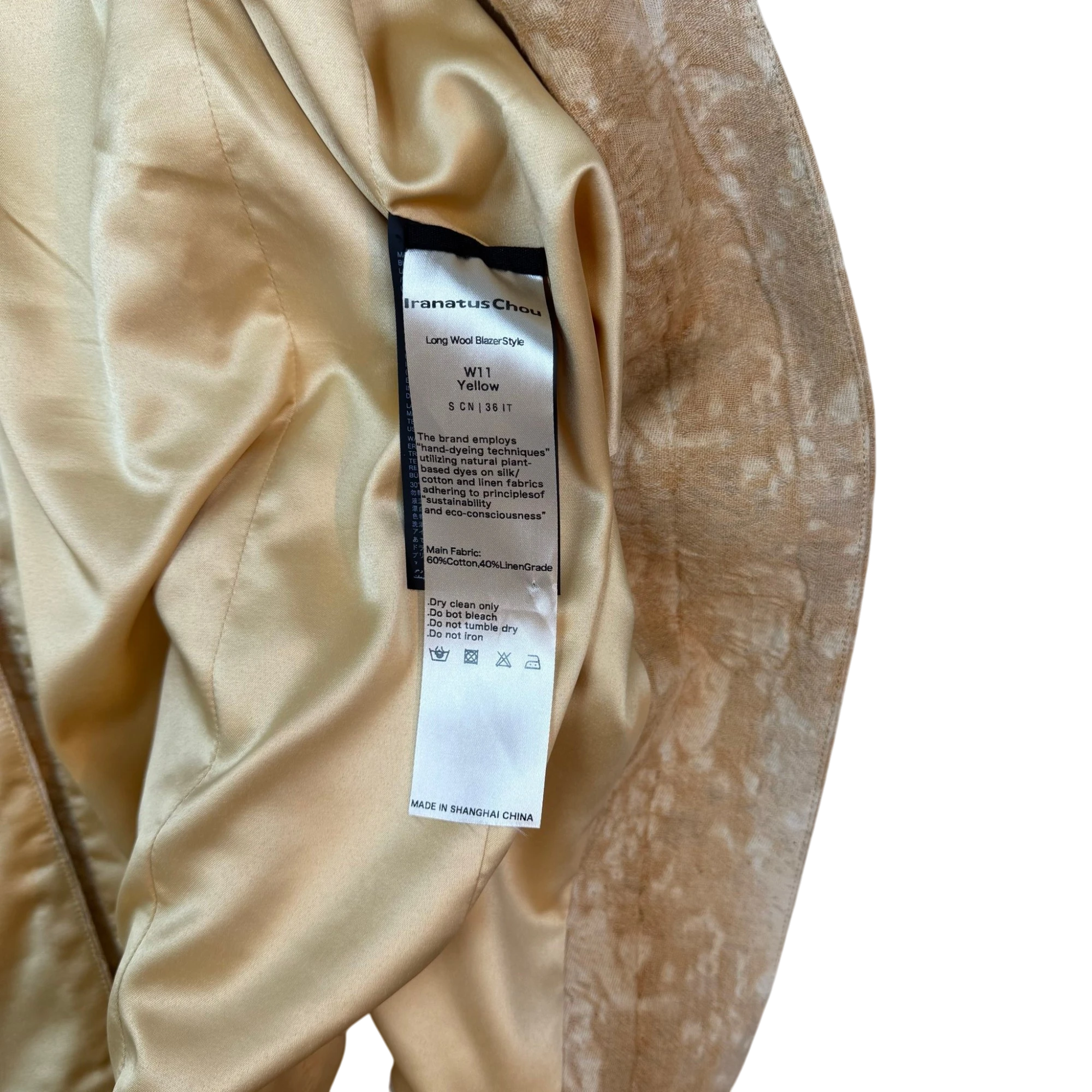 Iranatus Chou Linen Blend Coat Brown/White (Size 36)