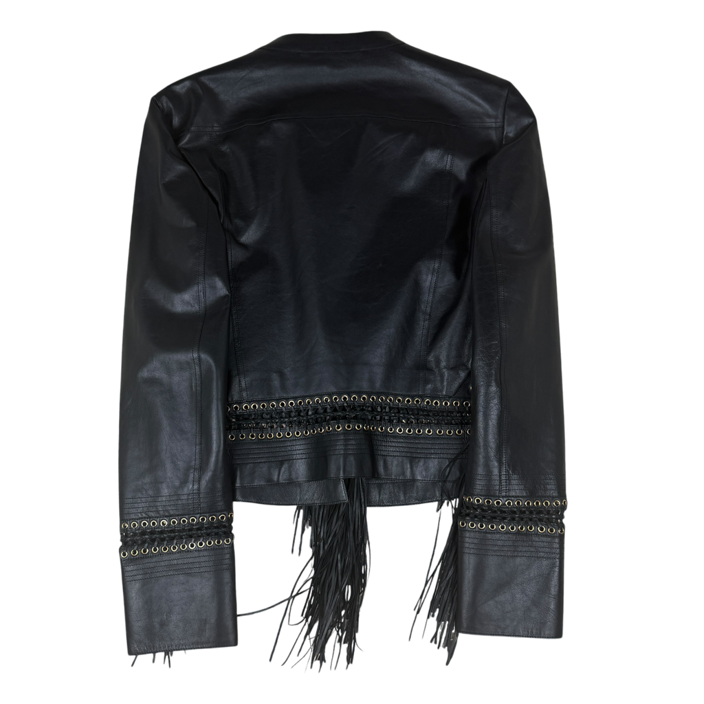 Roberto Cavalli Fringe Leather Jacket (Size 44)
