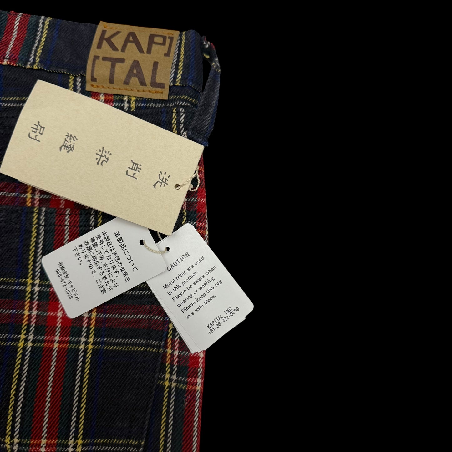 Kapital 11oz Tartan Check 5P Monkey Cisco Jeans (Studs Remake) Red (Size 36”)