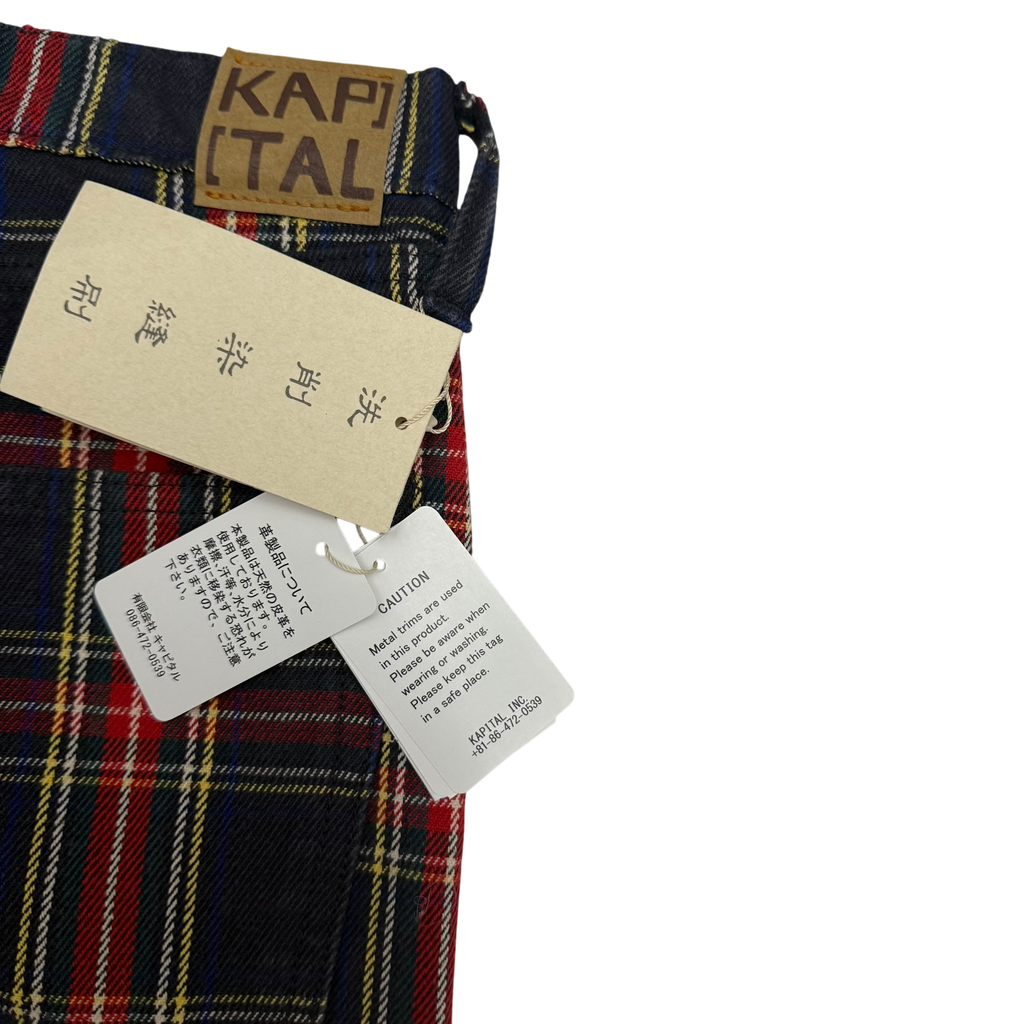 Kapital 11oz Tartan Check 5P Monkey Cisco Jeans (Studs Remake) Red (Size 36”)