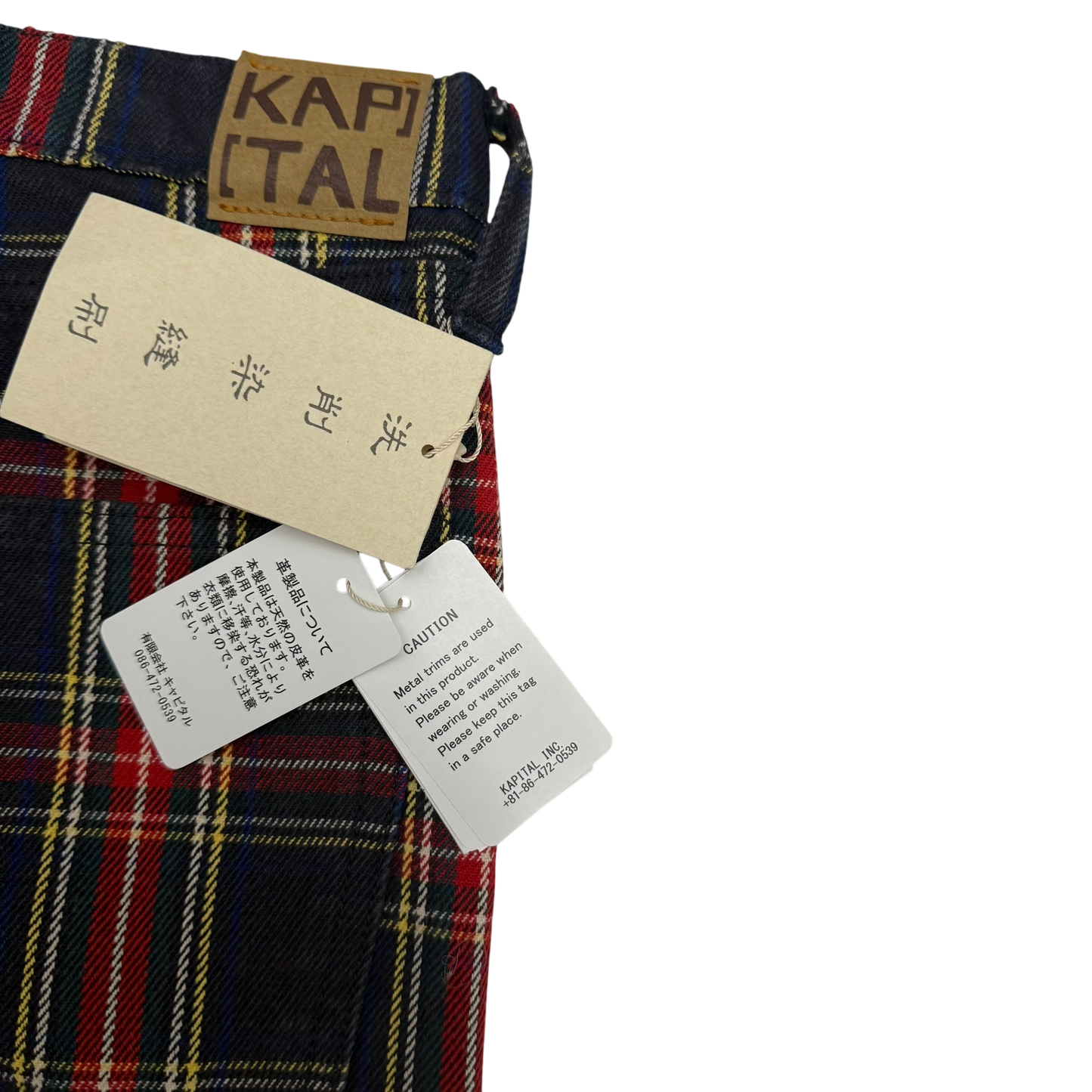 Kapital 11oz Tartan Check 5P Monkey Cisco Jeans (Studs Remake) Red (Size 36”)