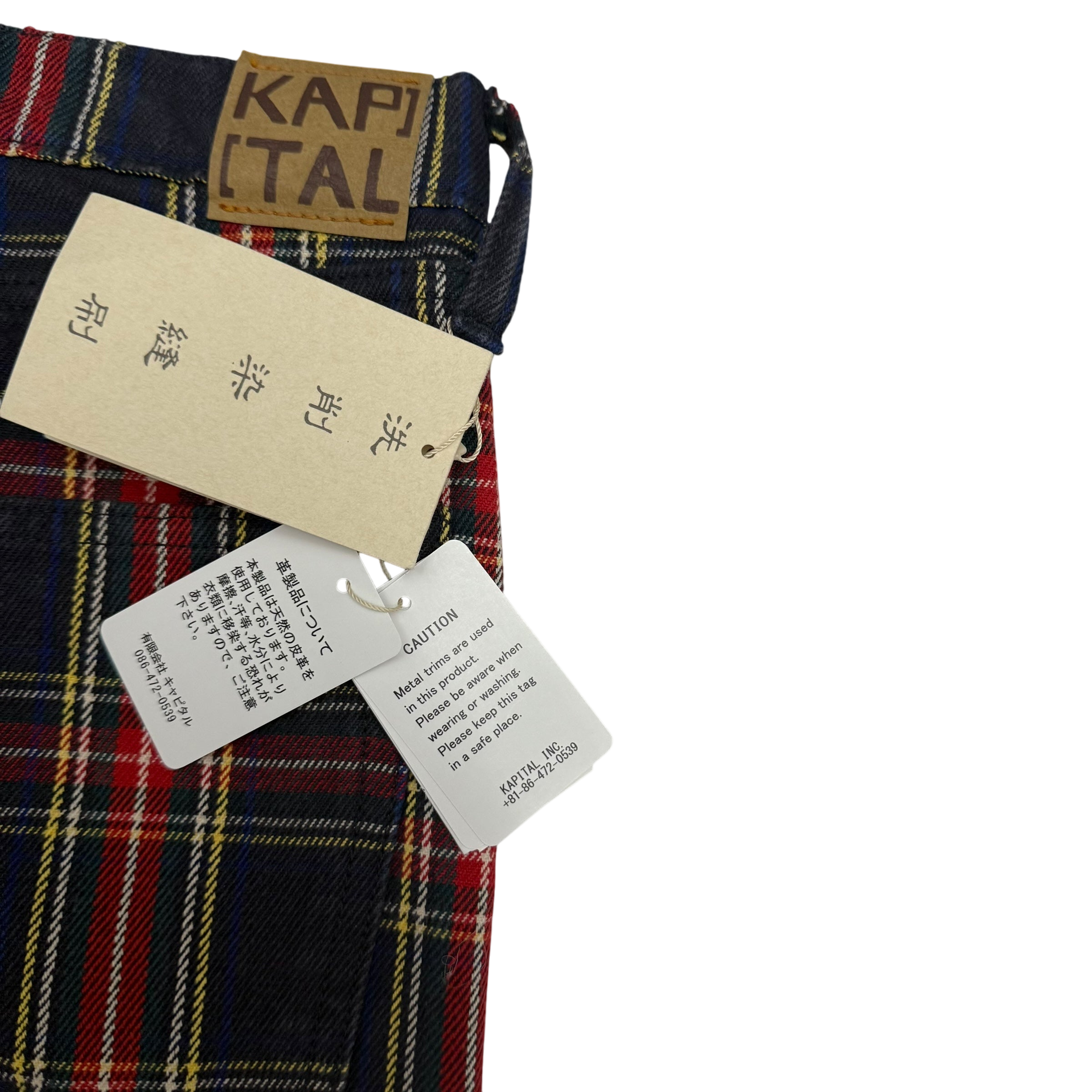 Kapital 11oz Tartan Check 5P Monkey Cisco Jeans (Studs Remake) Red (Size 36”)