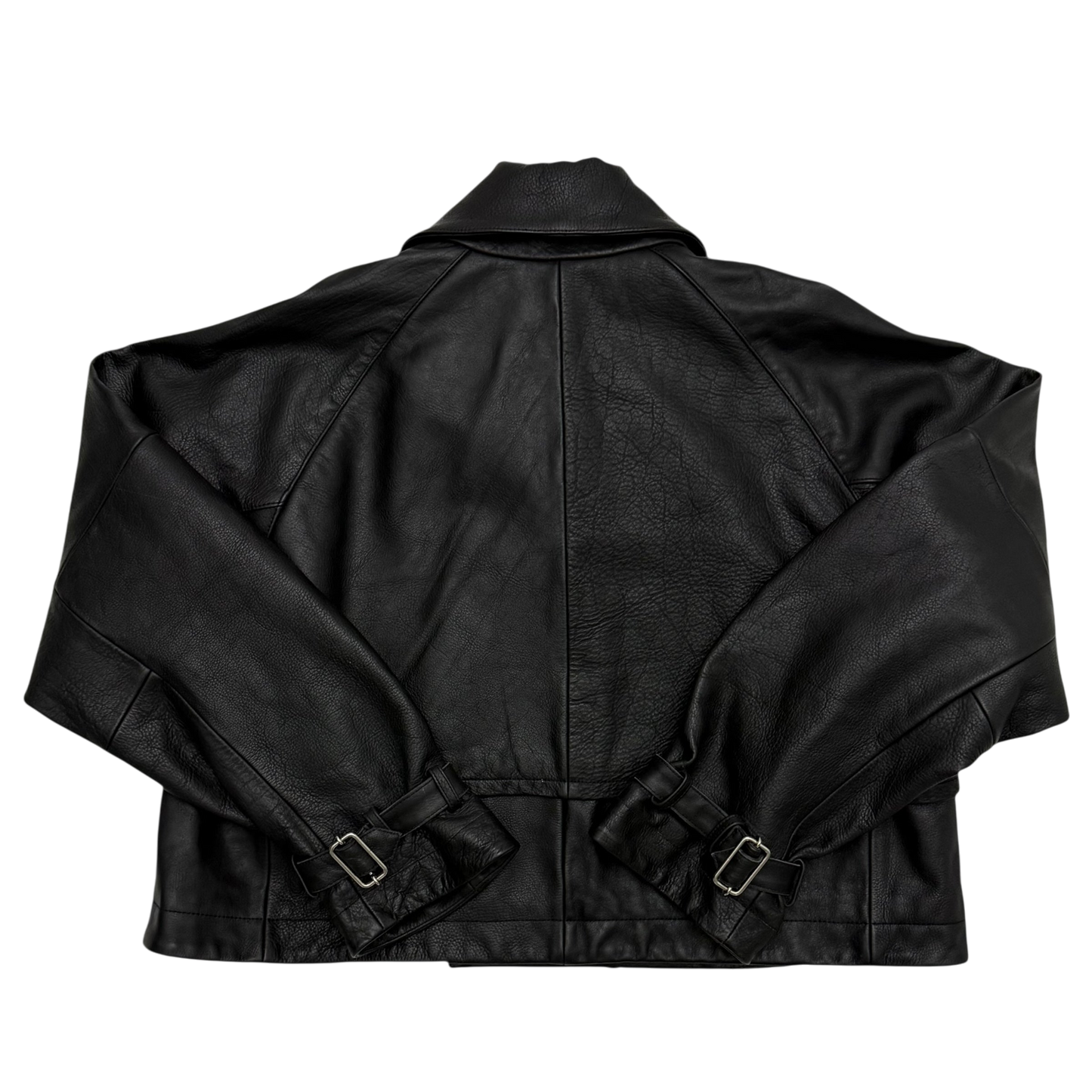 Nöte Contrast Over Trench Leather Jacket Black (Fits M-XL)