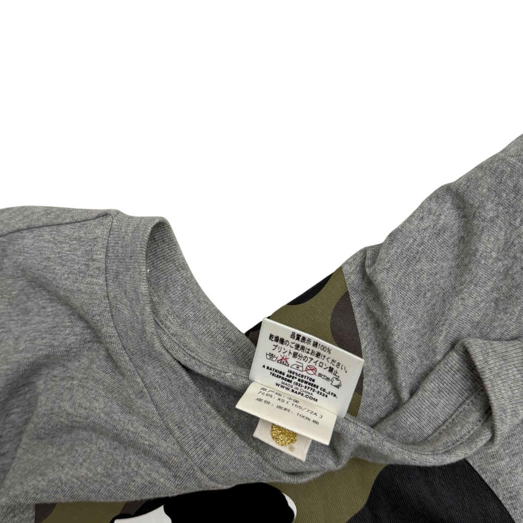 BAPE (A Bathing Ape)1st Camo Big Ape Head Womens T-Shirt Grey (Size Womens XS)