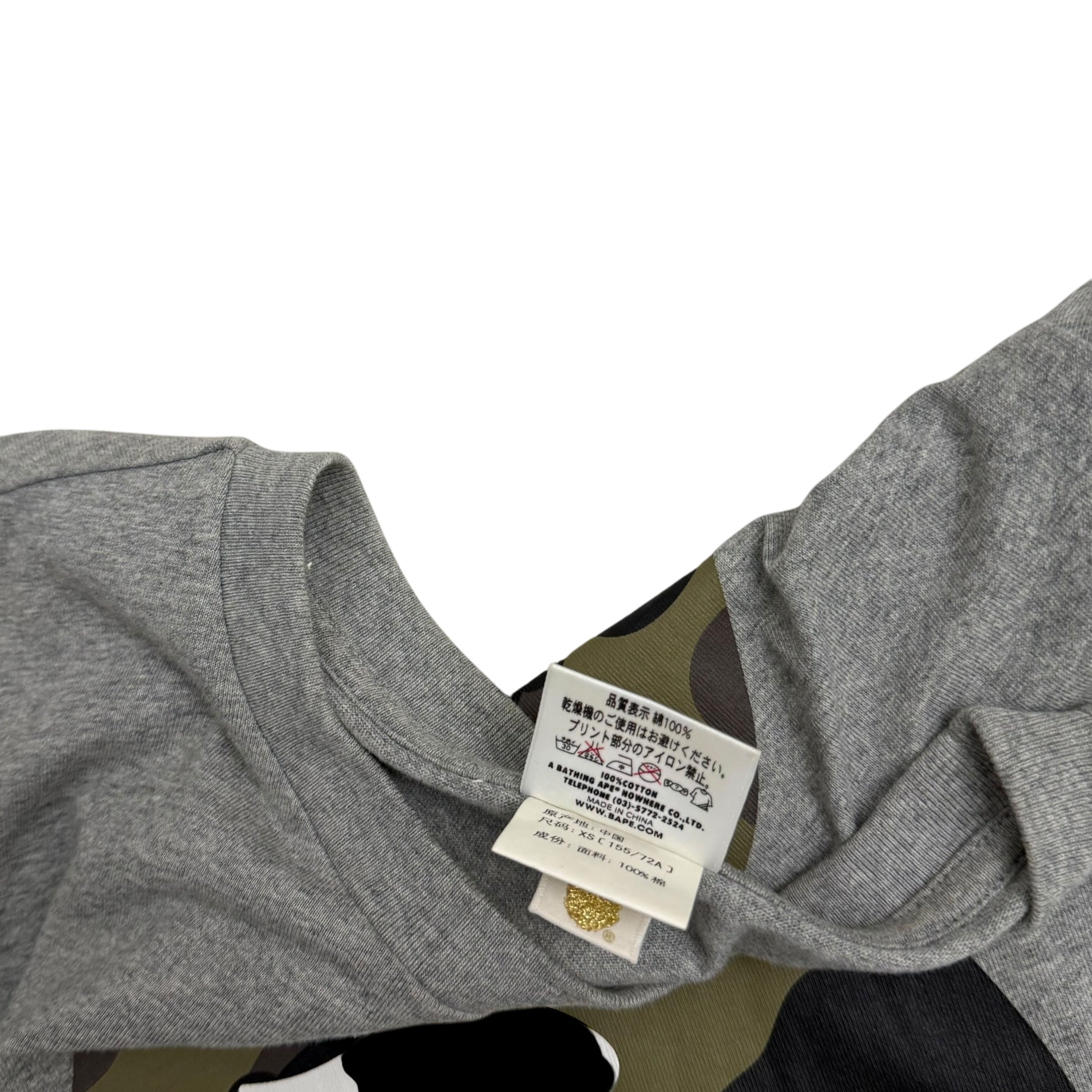 BAPE (A Bathing Ape)1st Camo Big Ape Head Womens T-Shirt Grey (Size Womens XS)