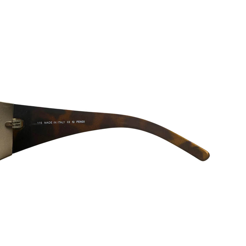 Fendi Metallic Shield Wrap Sunglasses Brown