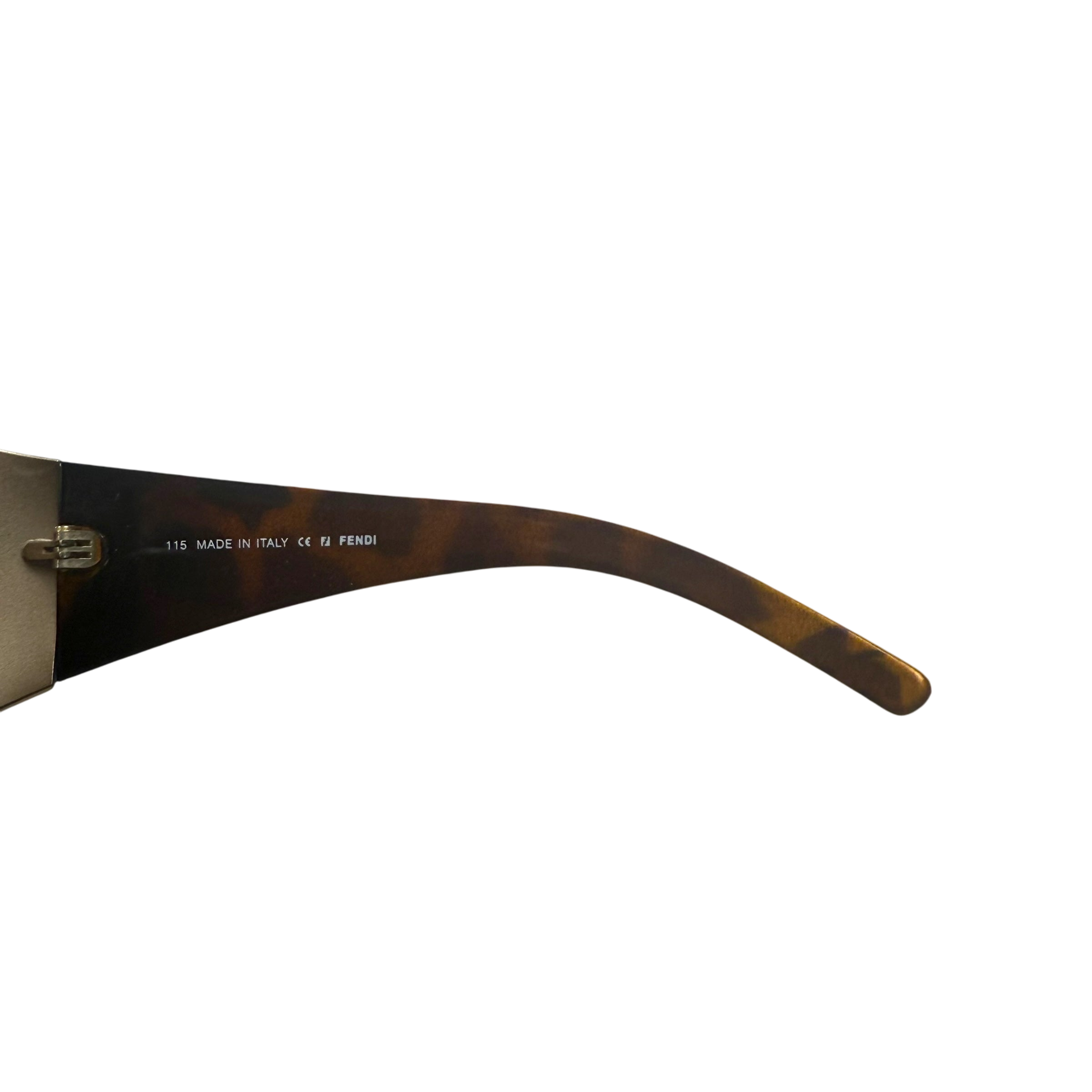 Fendi Metallic Shield Wrap Sunglasses Brown