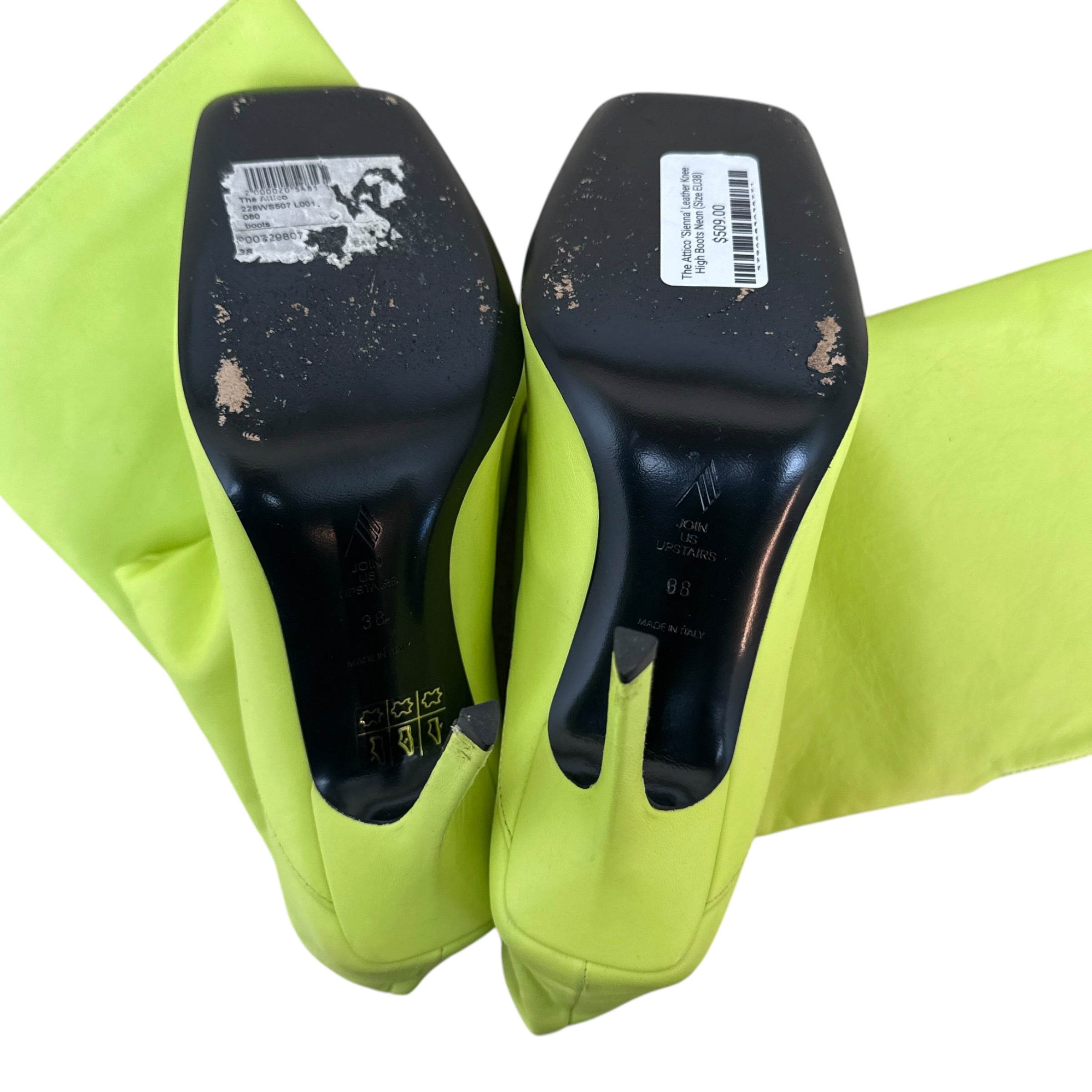 The Attico ‘Sienna’ Leather Knee High Boots Neon (Size EU38)