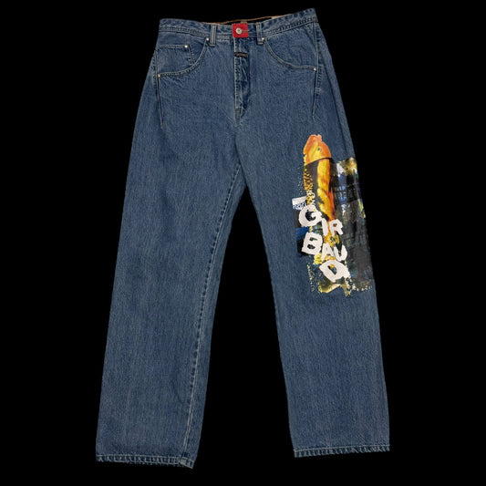 Marithé François Girbaud 2000s Straight Leg Koi Fish Print Jeans (Fits 33”)