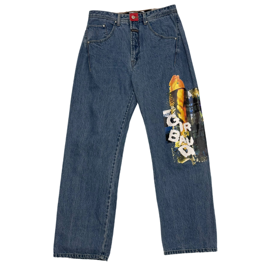 Marithé François Girbaud 2000s Straight Leg Koi Fish Print Jeans (Fits 33”)