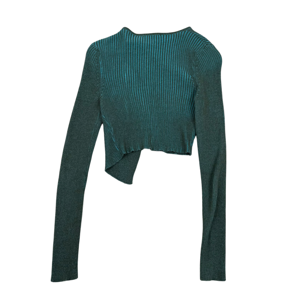 Paloma Wool Zaha Ribbed Asymmetrical Cardigan Green (Size S Womens)