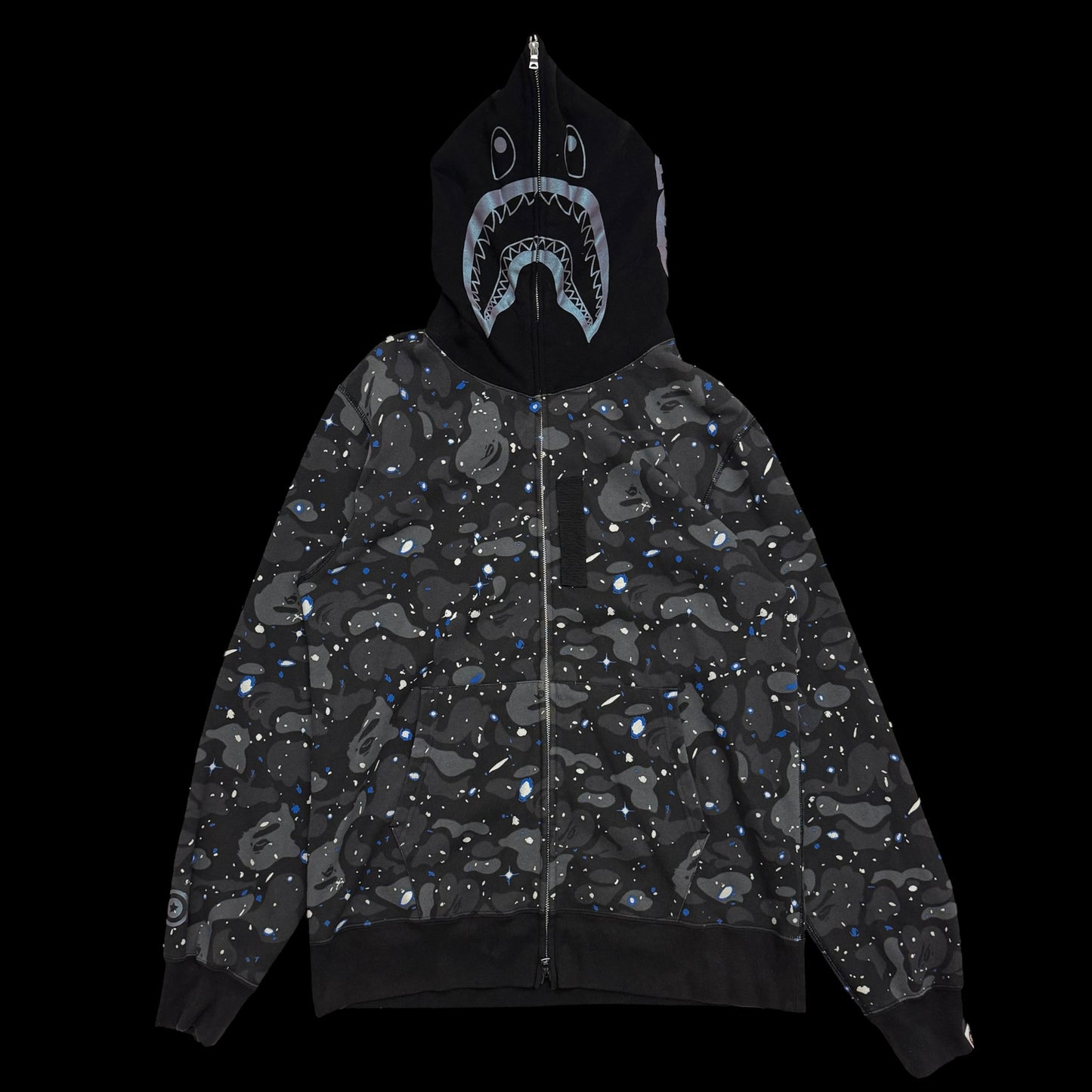 BAPE (A Bathing Ape) Space Camo Shark Hoodie Black/Grey (Fits XL)