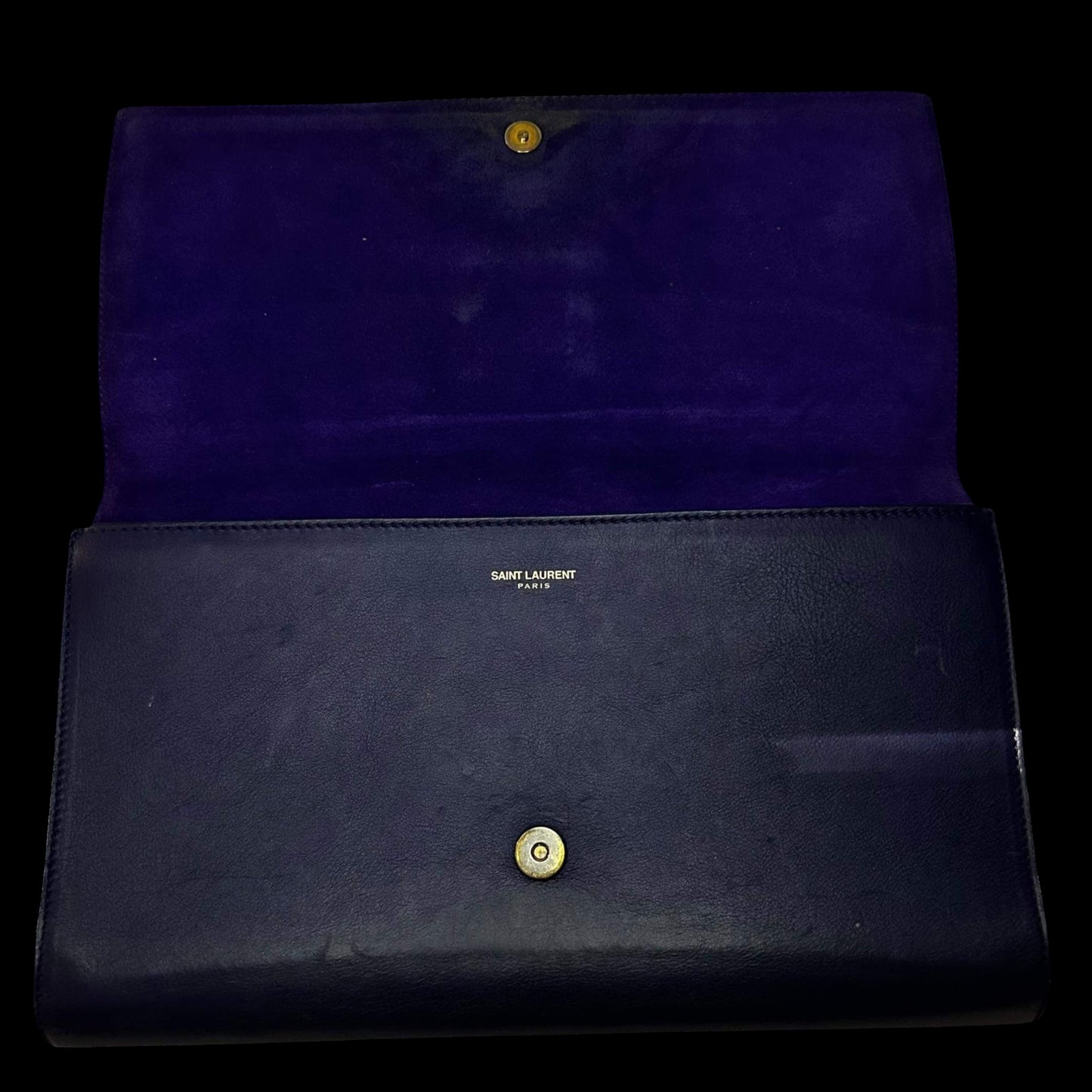 Vintage Yves Saint Laurent Leather Y-Ligne Chyc Clutch Navy