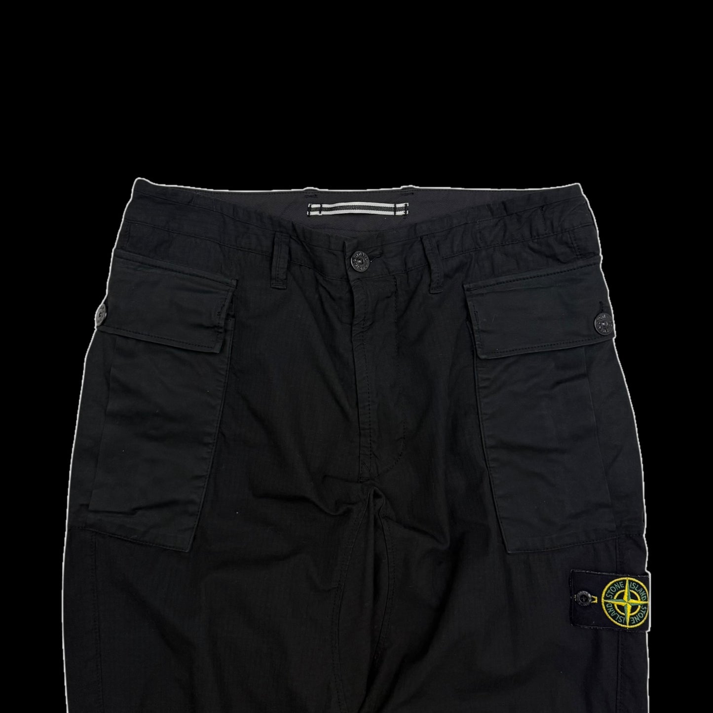 Stone Island Type RE-T Heavy Cotton-Ripstop Cargo Pants Black (Size 32”)
