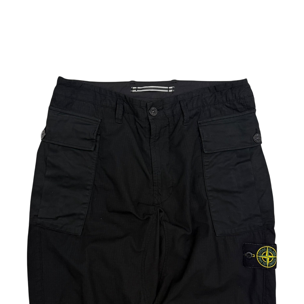 Stone Island Type RE-T Heavy Cotton-Ripstop Cargo Pants Black (Size 32”)