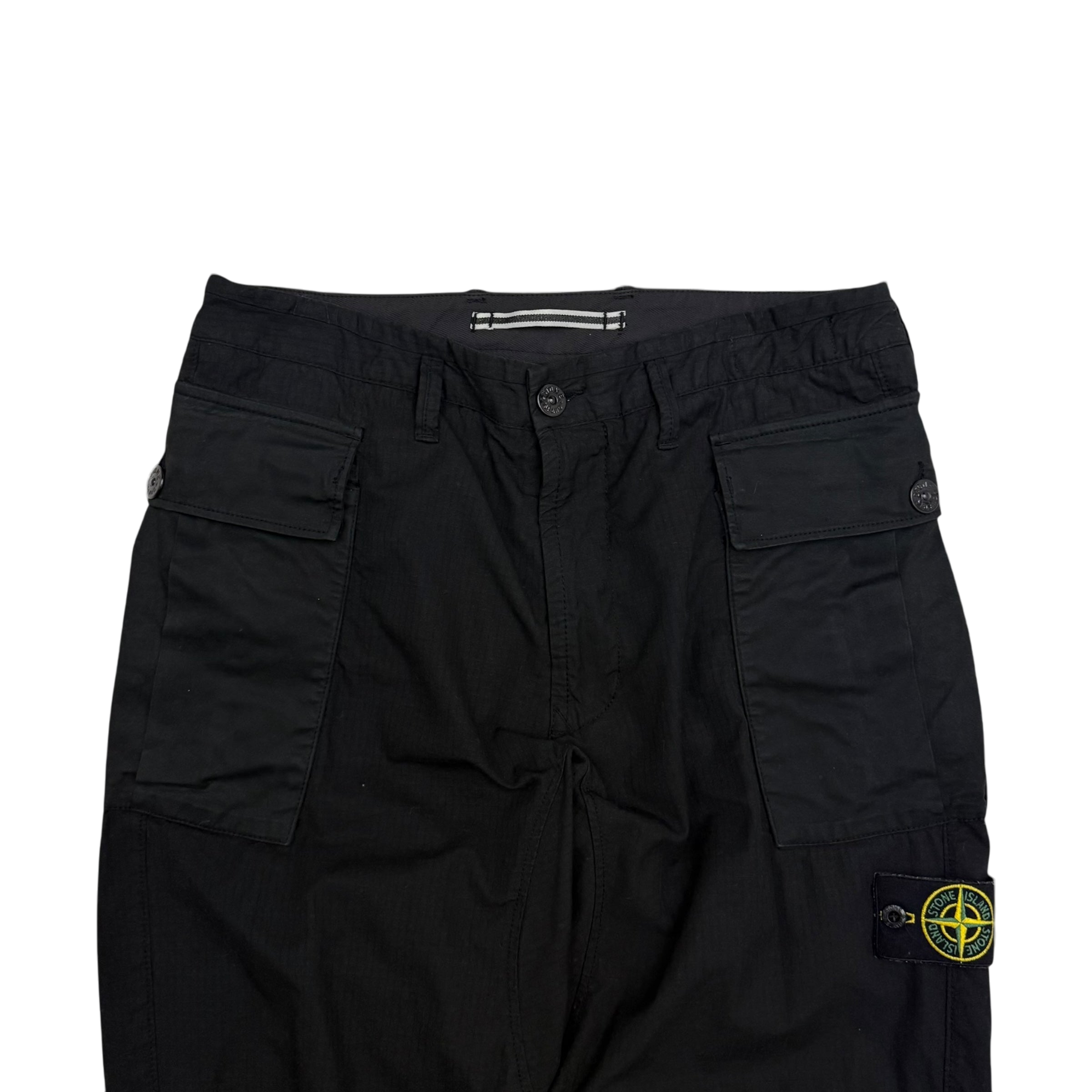 Stone Island Type RE-T Heavy Cotton-Ripstop Cargo Pants Black (Size 32”)